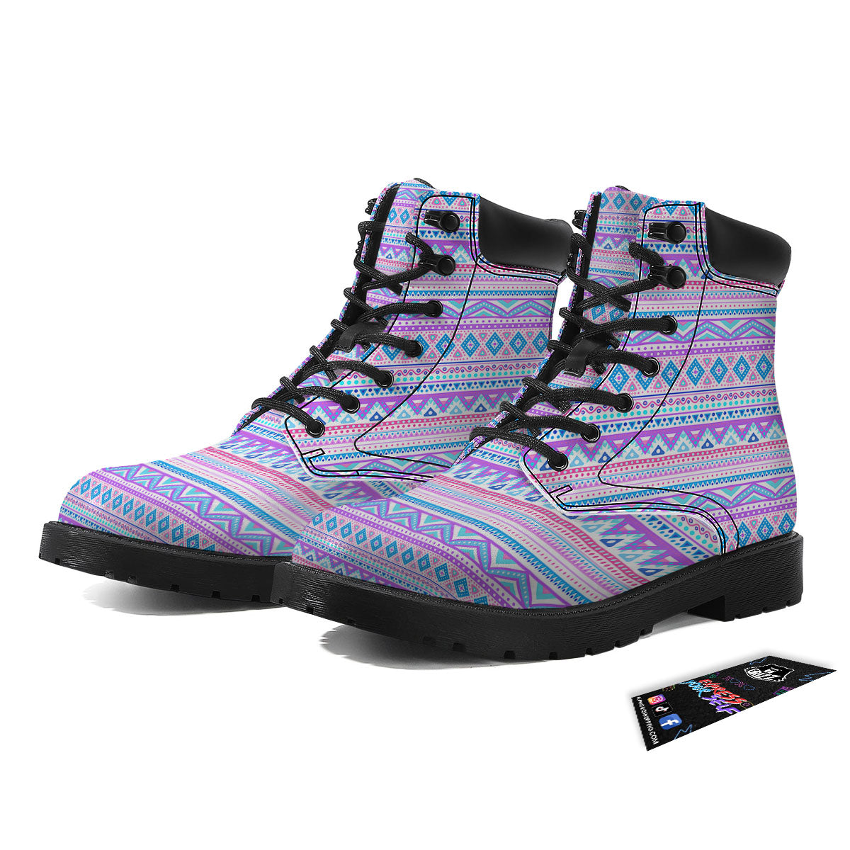 Aztec Pink And Pastel Print Pattern Boots-grizzshop
