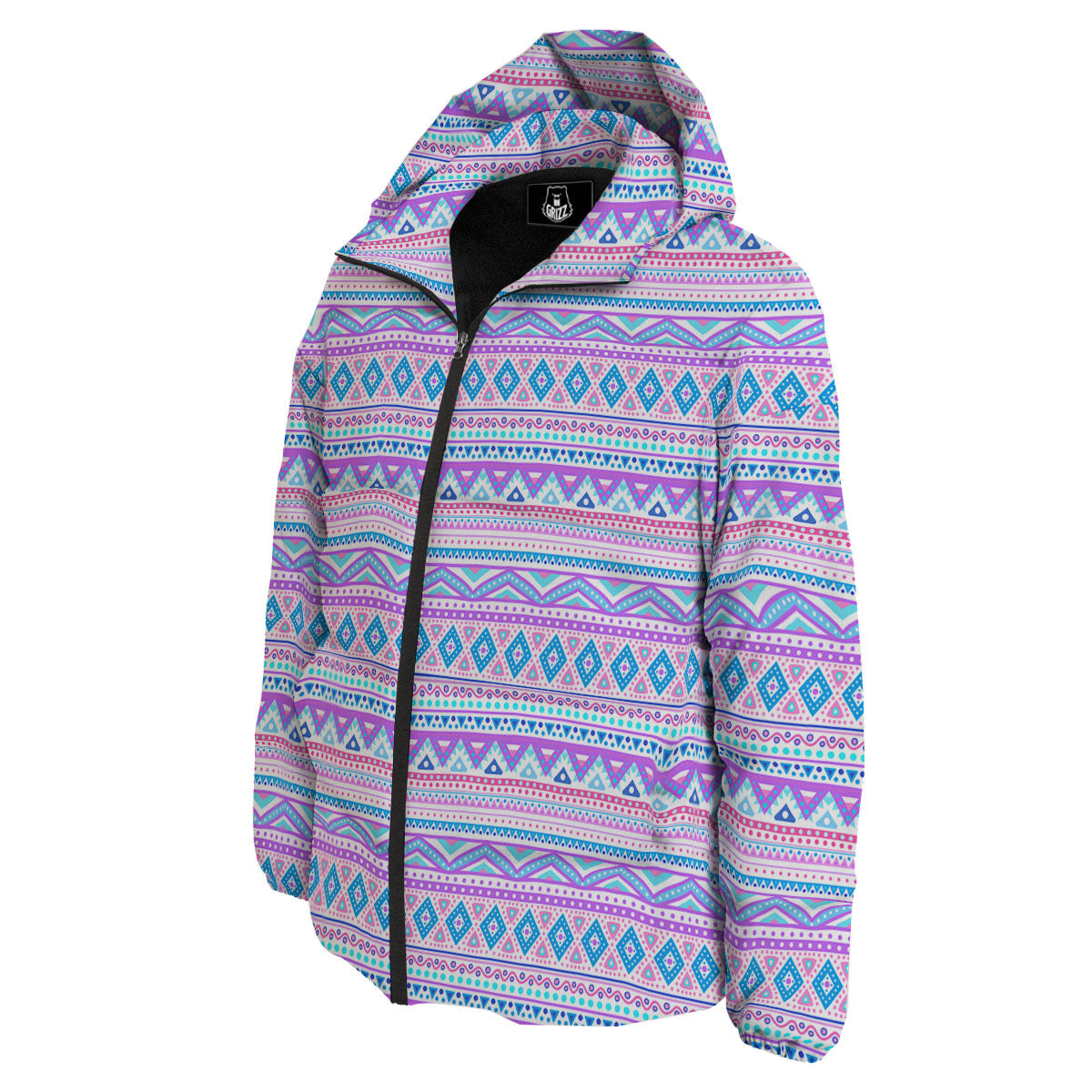 Aztec Pink And Pastel Print Pattern Down Jacket-grizzshop