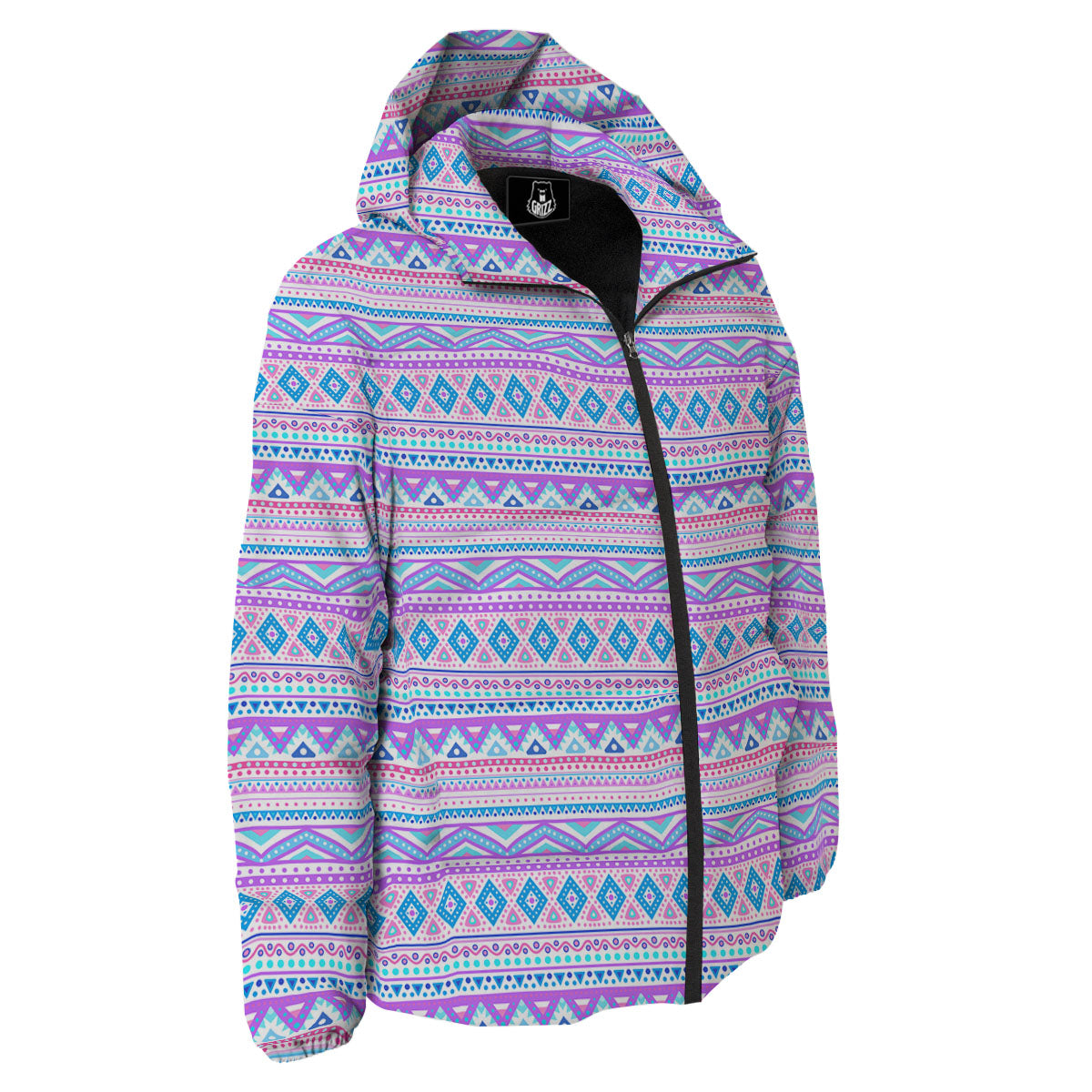 Aztec Pink And Pastel Print Pattern Down Jacket-grizzshop