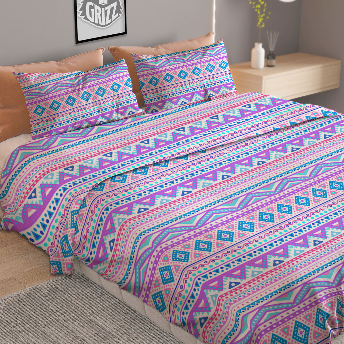 Artwork Glitter Green Print Duvet Cover Bedding Set