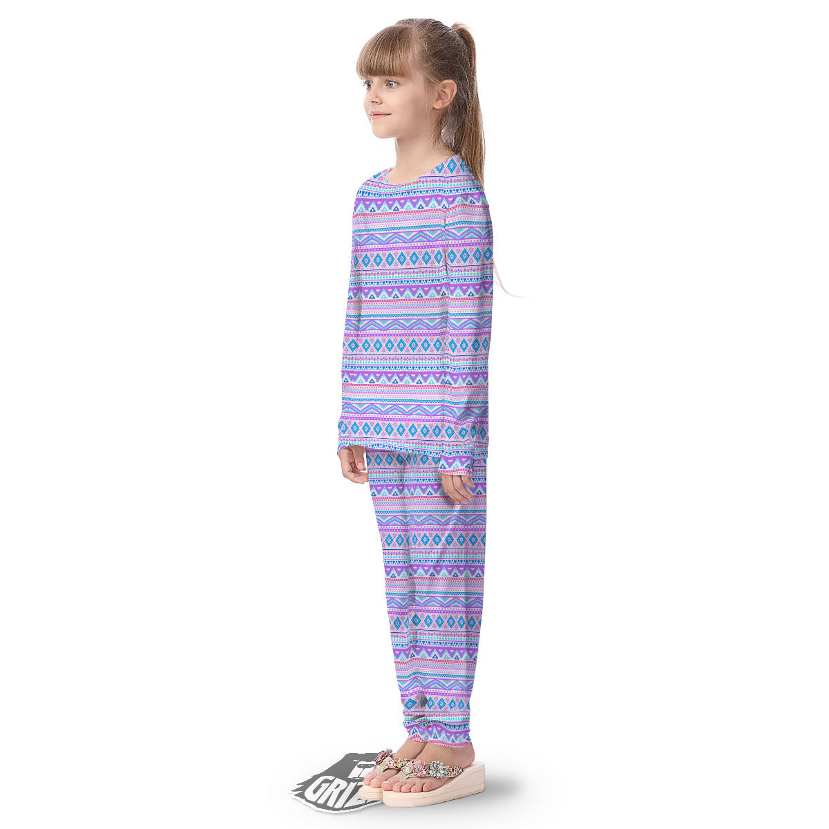 Aztec Pink And Pastel Print Pattern Kid's Pajamas-grizzshop