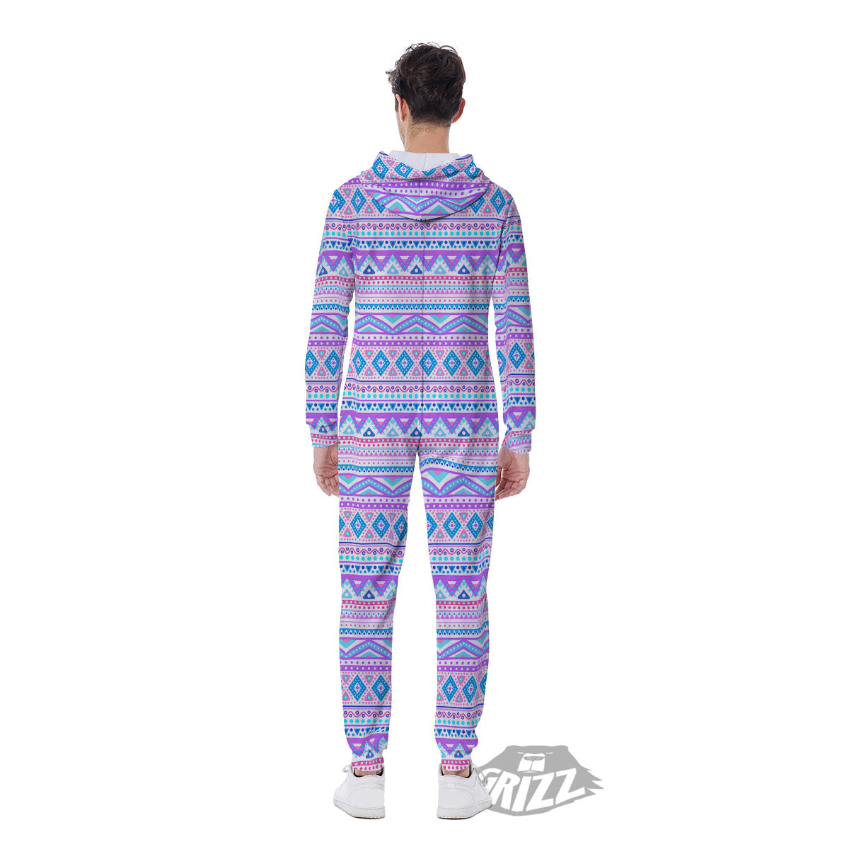Aztec Pink And Pastel Print Pattern Men's Jumpsuit-grizzshop