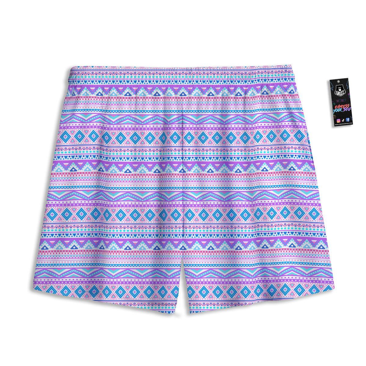 Artwork Glitter Green Print Mesh Shorts