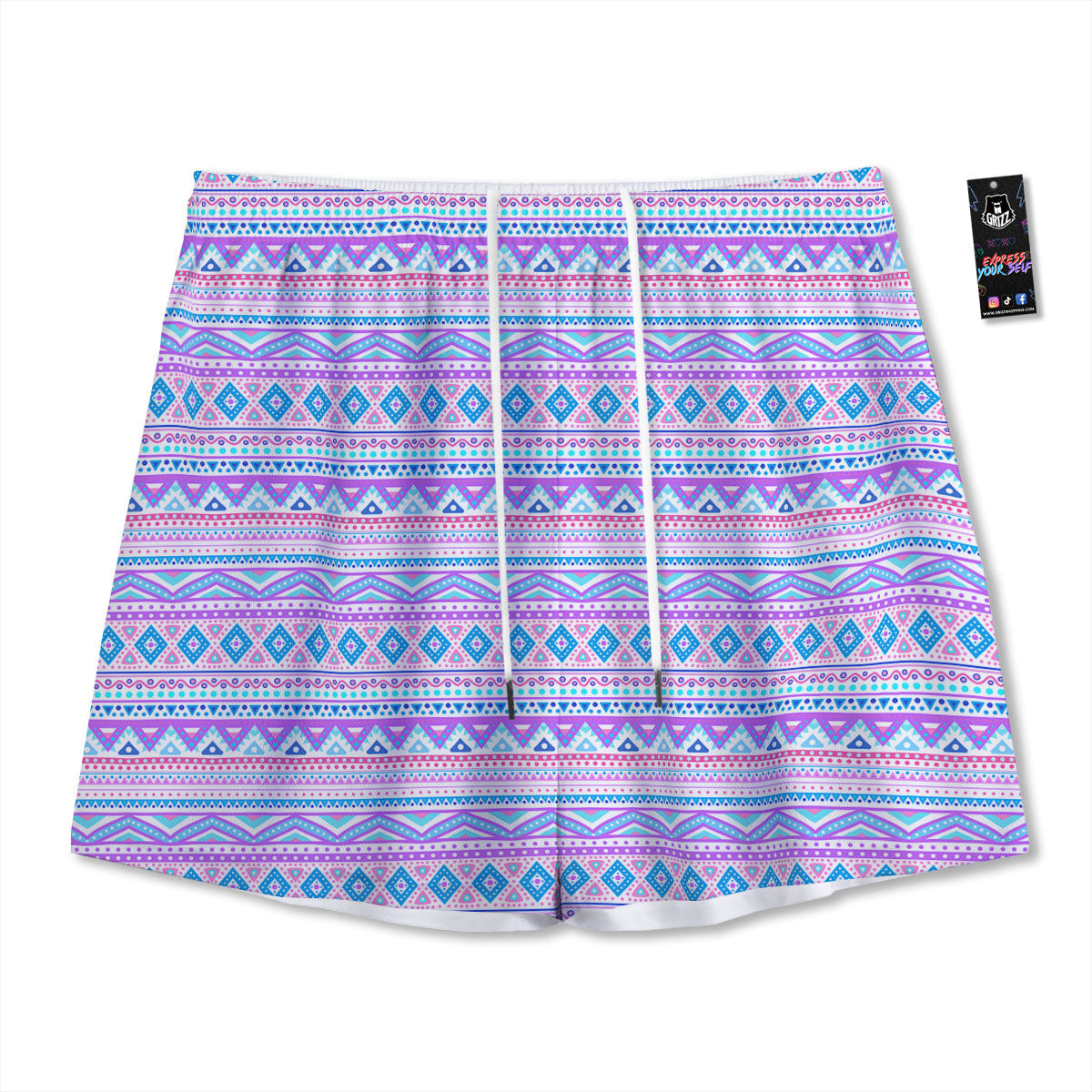 Artwork Glitter Green Print Mesh Shorts