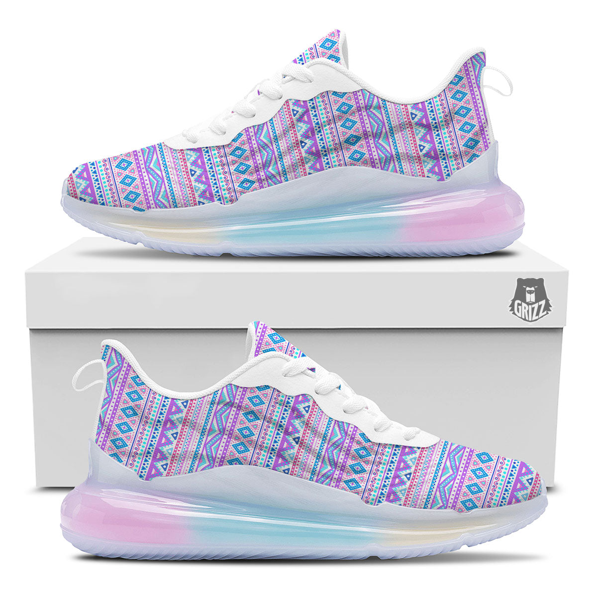 Aztec Pink And Pastel Print Pattern Running Sneakers-grizzshop