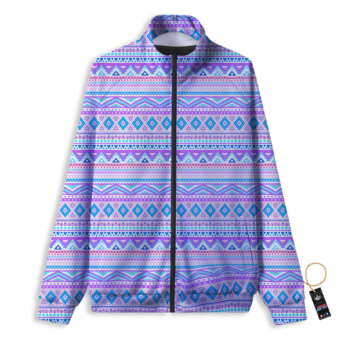 Aztec Pink And Pastel Print Pattern Track Jacket-grizzshop