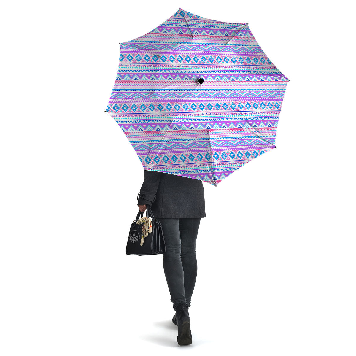 Aztec Pink And Pastel Print Pattern Umbrella-grizzshop