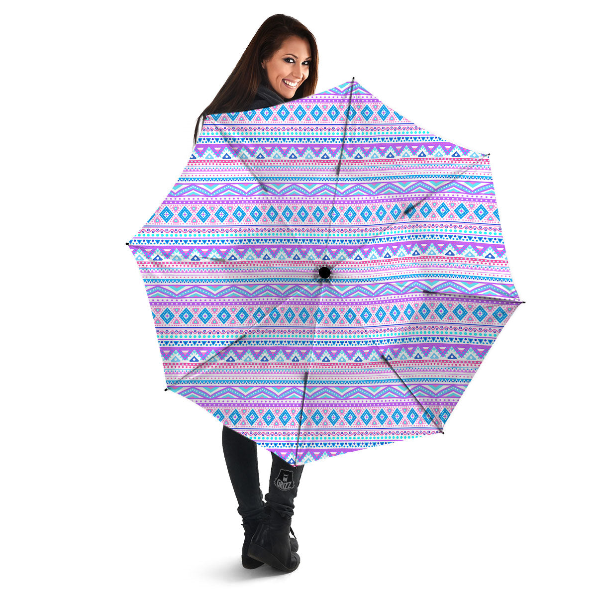 Aztec Pink And Pastel Print Pattern Umbrella-grizzshop