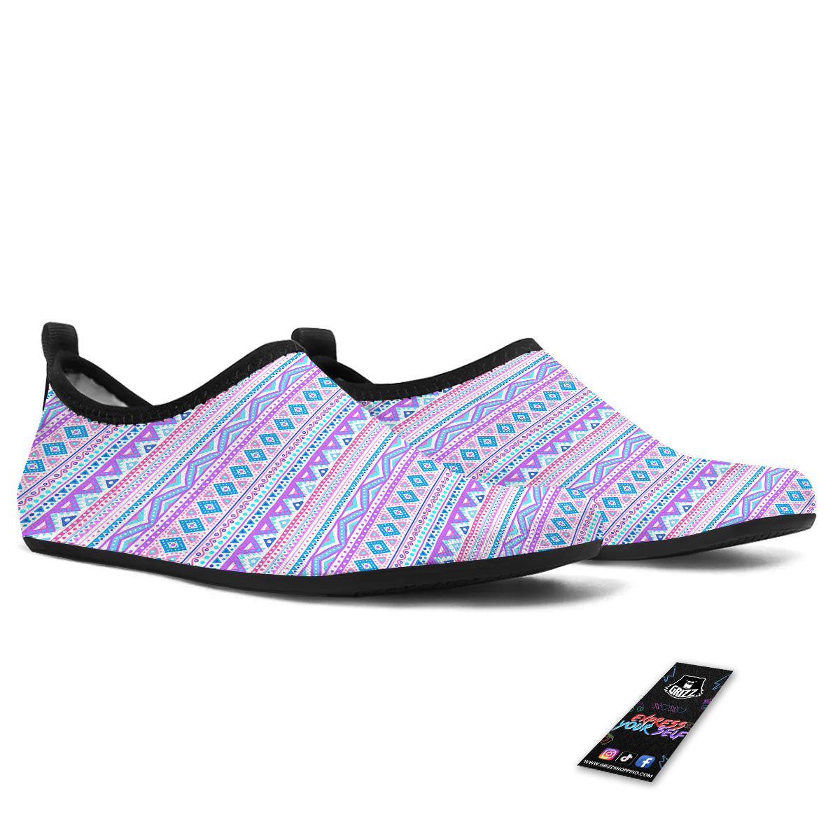 Aztec Pink And Pastel Print Pattern Water Shoes-grizzshop