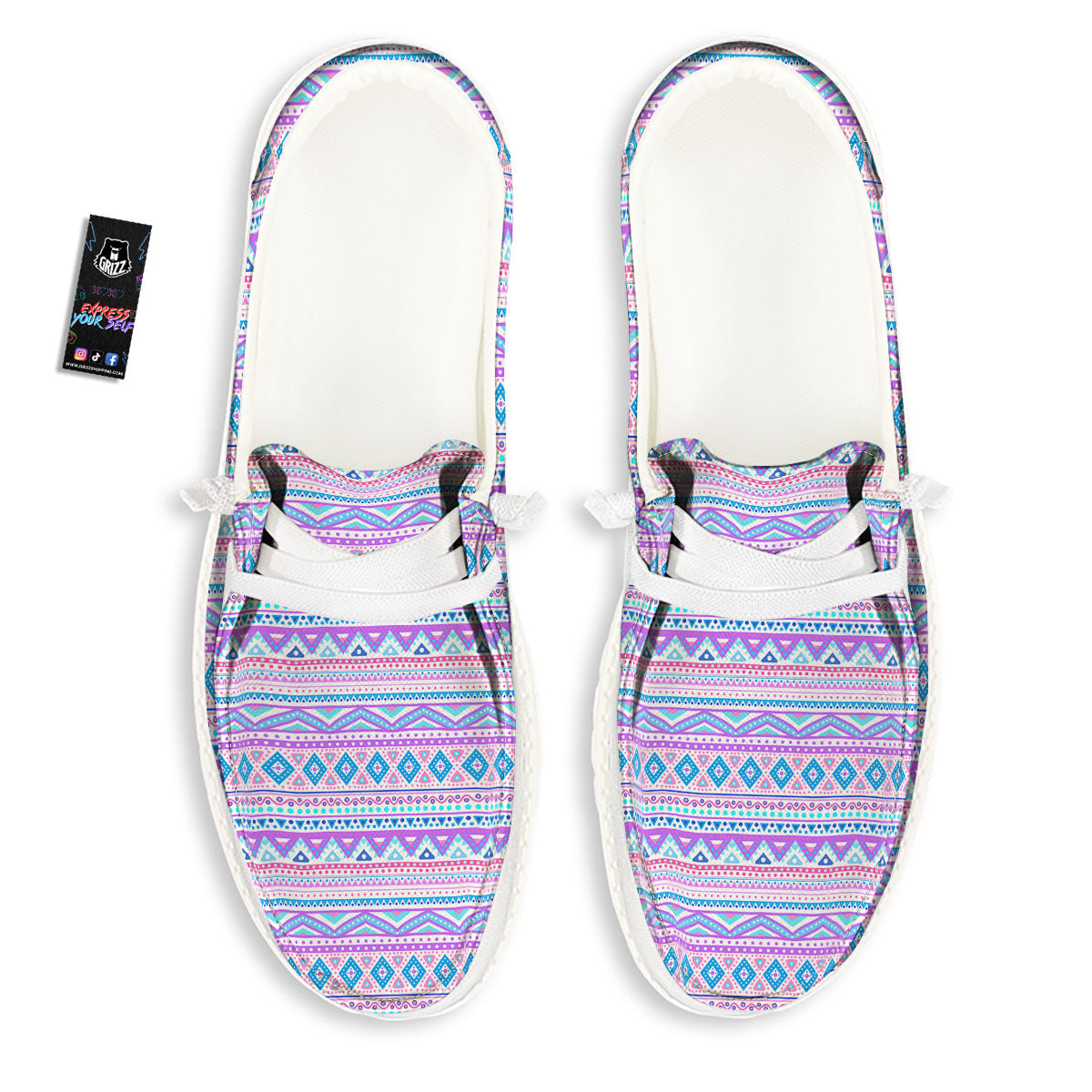 Aztec Pink And Pastel Print Pattern White Loafers-grizzshop