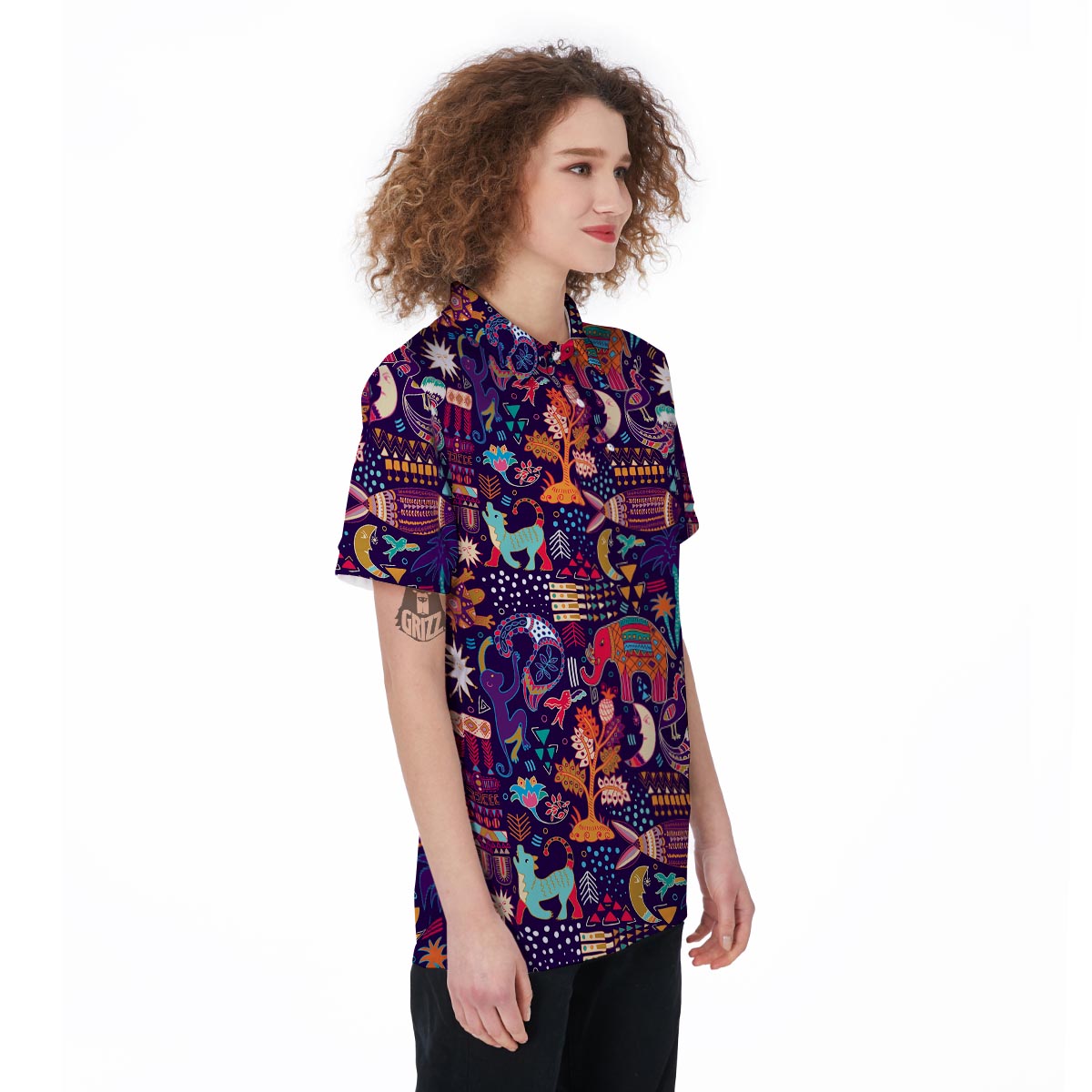 Aztec Psychedelic Trippy Women's Golf Shirts-grizzshop