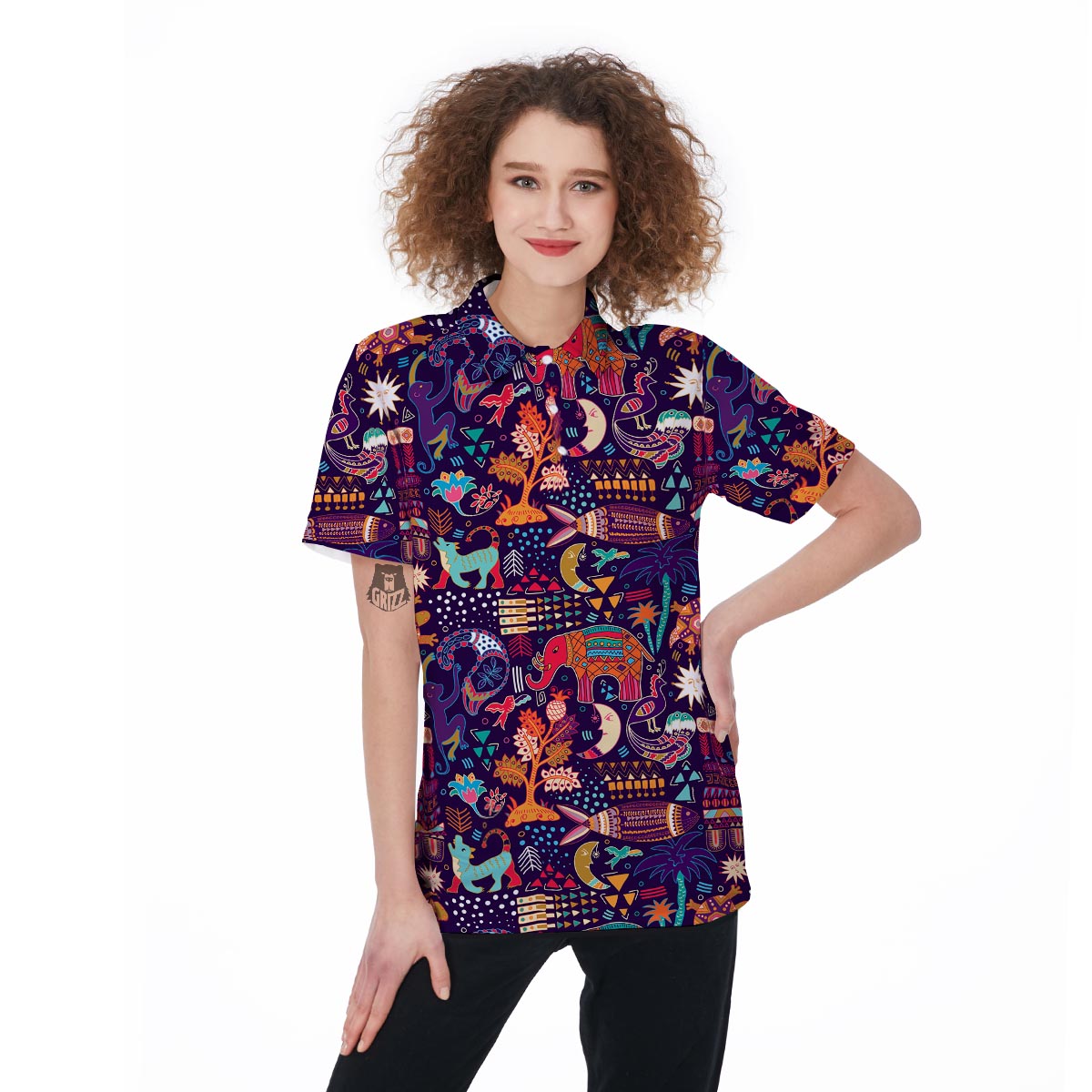 Aztec Psychedelic Trippy Women's Golf Shirts-grizzshop