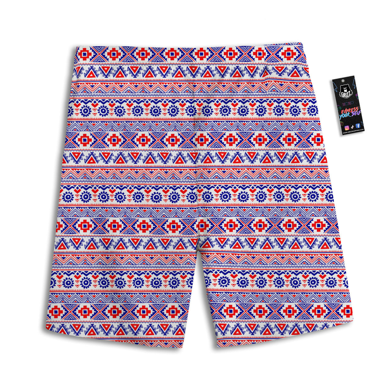 Aztec Red And Blue Print Pattern Men's Athletic Shorts