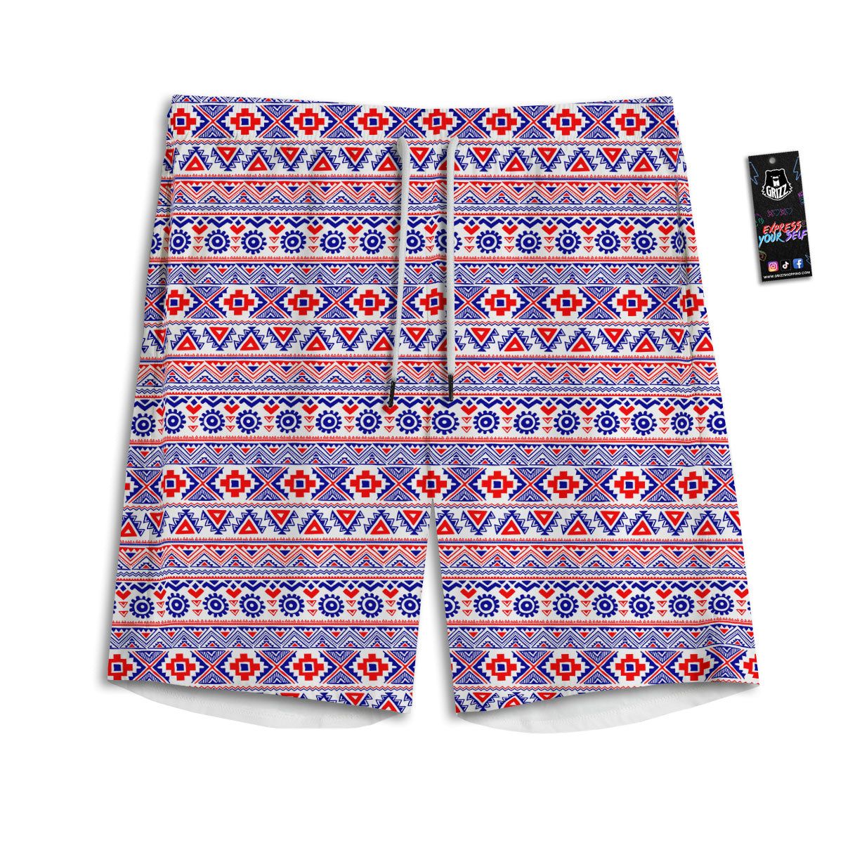 Aztec Red And Blue Print Pattern Men's Athletic Shorts