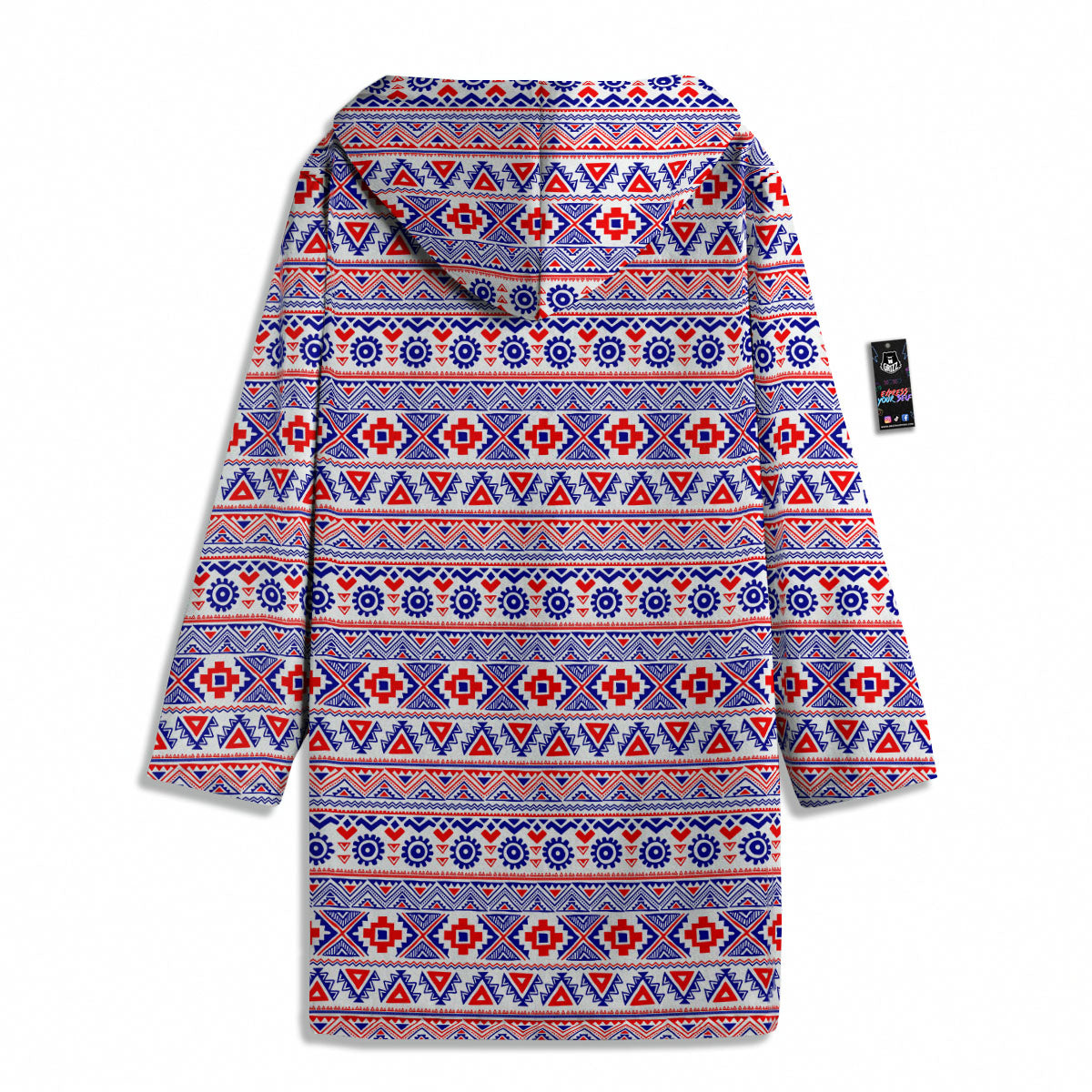 Aztec Red And Blue Print Pattern Men's Windbreaker Jacket-grizzshop