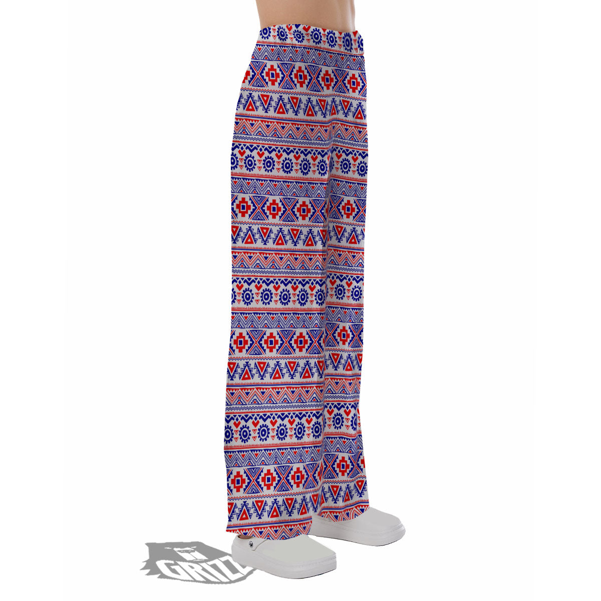 Aztec Red And Blue Print Pattern Pajama Pants-grizzshop