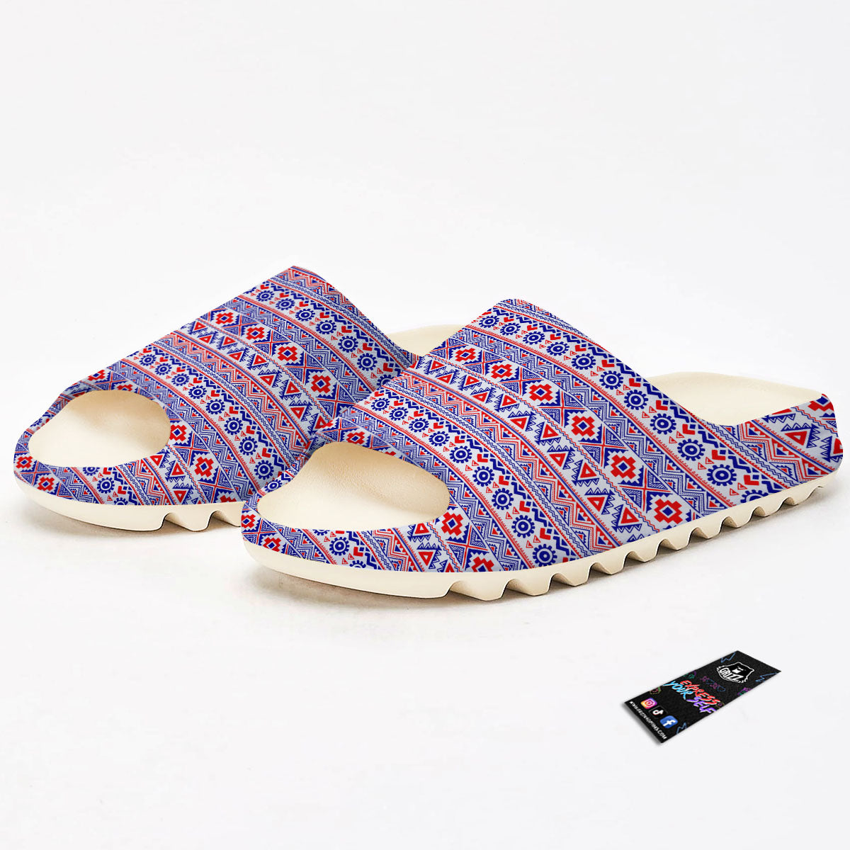 Aztec Red And Blue Print Pattern Sandals-grizzshop