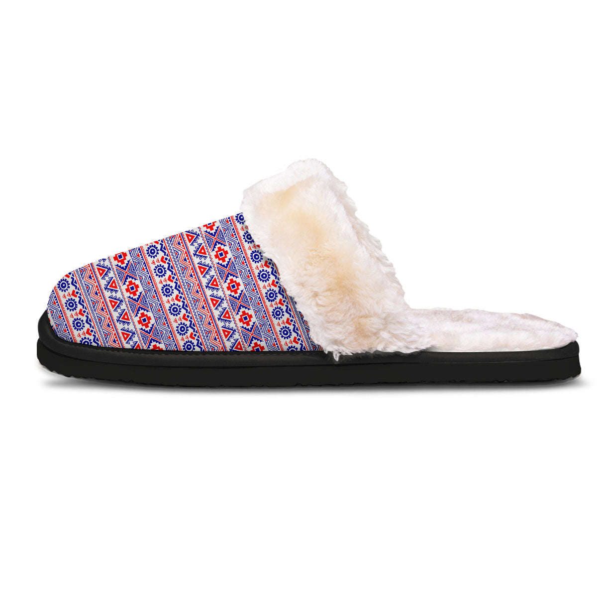 Aztec Red And Blue Print Pattern Slippers-grizzshop