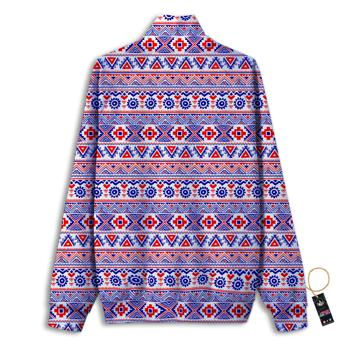 Aztec Red And Blue Print Pattern Track Jacket-grizzshop