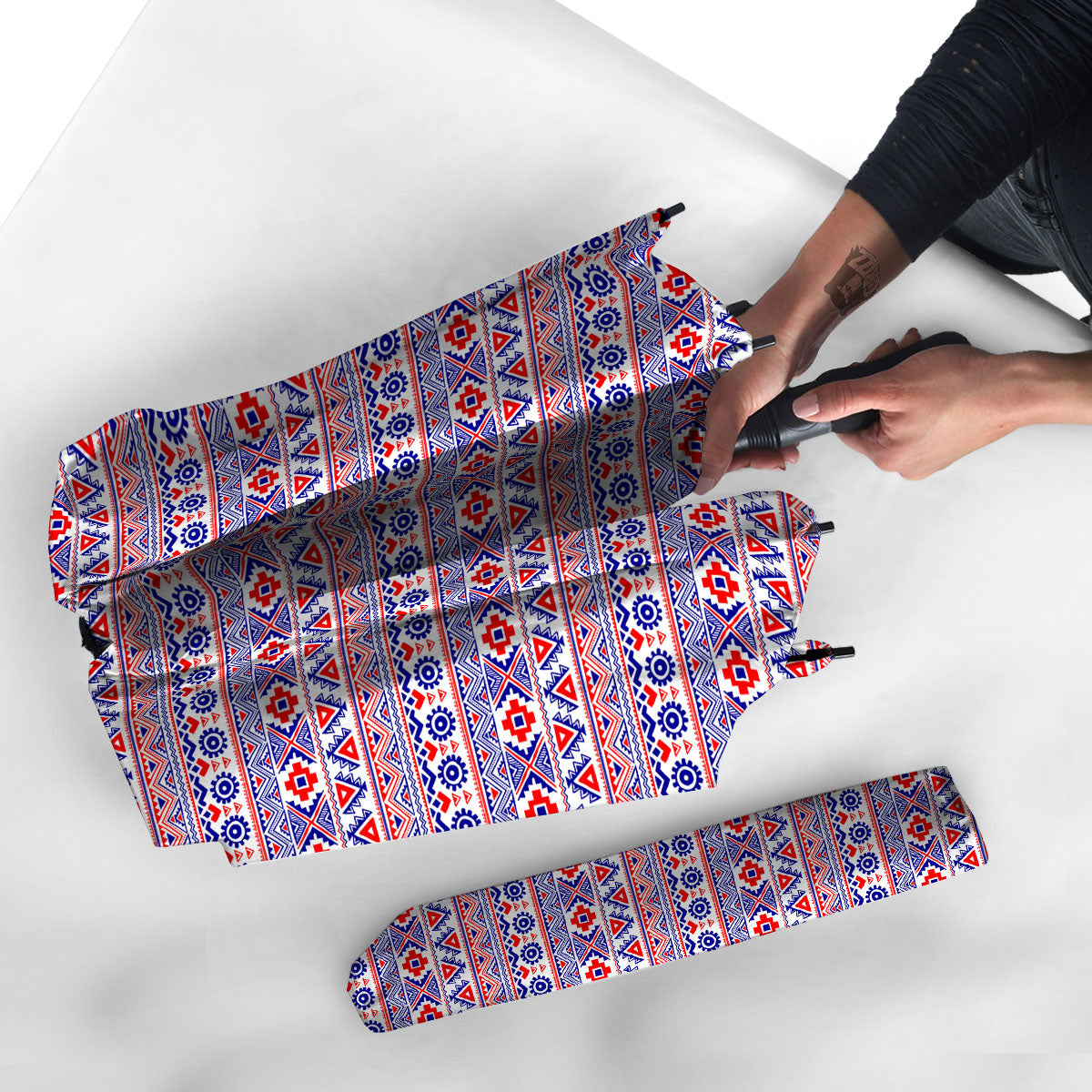 Aztec Red And Blue Print Pattern Umbrella-grizzshop