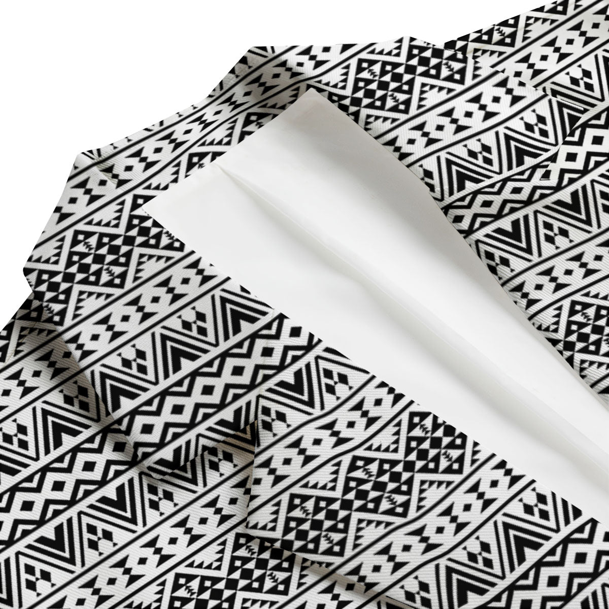 Aztec Texture White And Black Print Pattern Men's Blazer-grizzshop