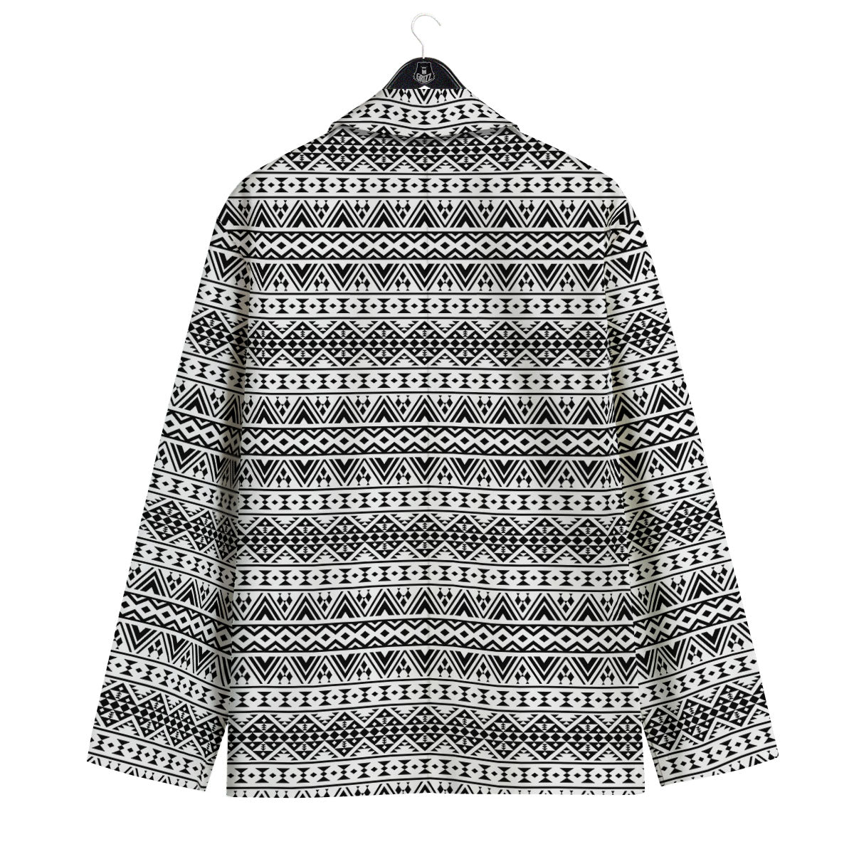 Aztec Texture White And Black Print Pattern Men's Sport Coat-grizzshop