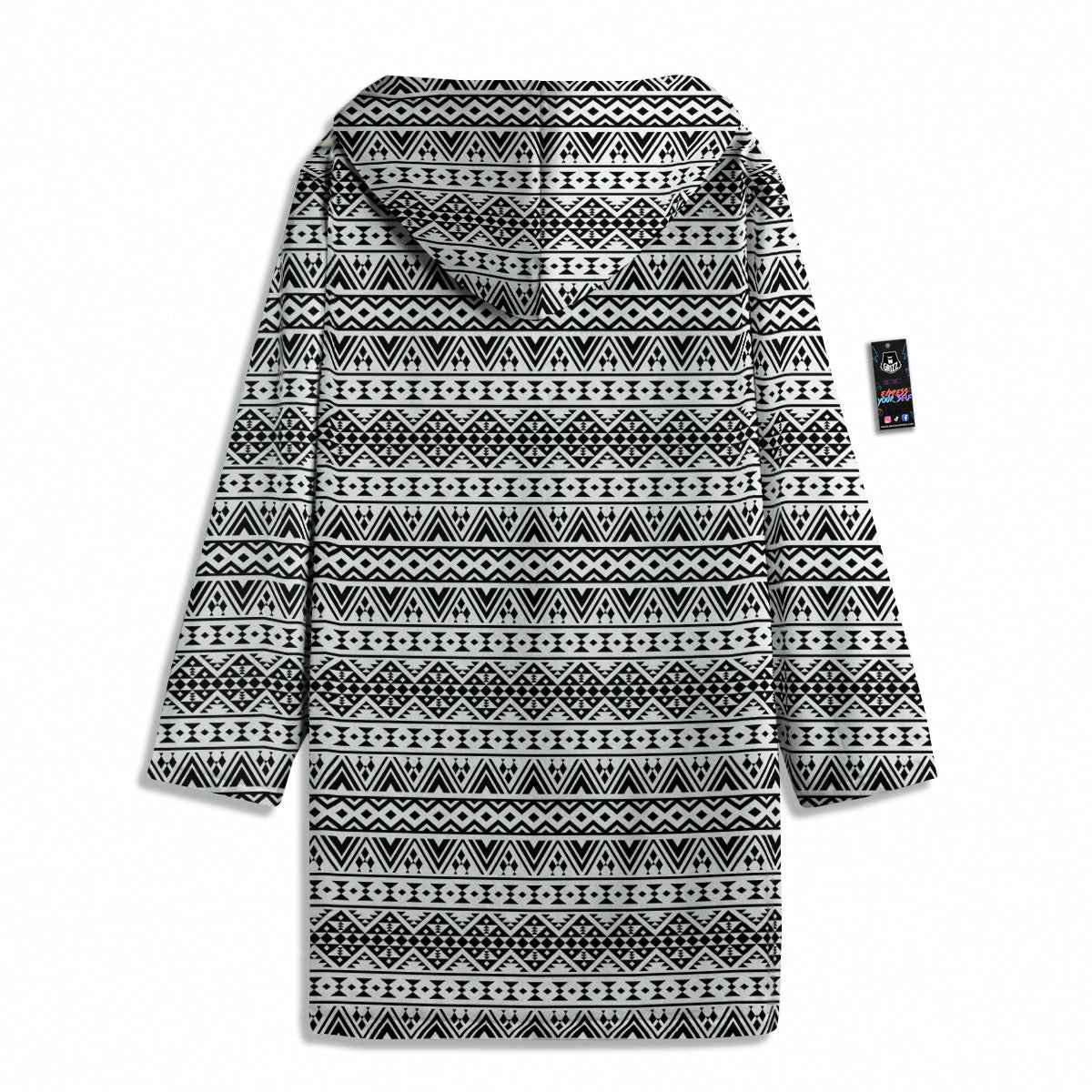 Aztec Texture White And Black Print Pattern Men's Windbreaker Jacket-grizzshop
