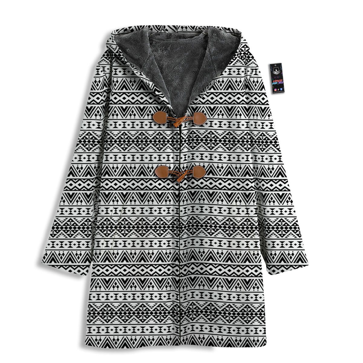 Aztec Texture White And Black Print Pattern Men's Windbreaker Jacket-grizzshop