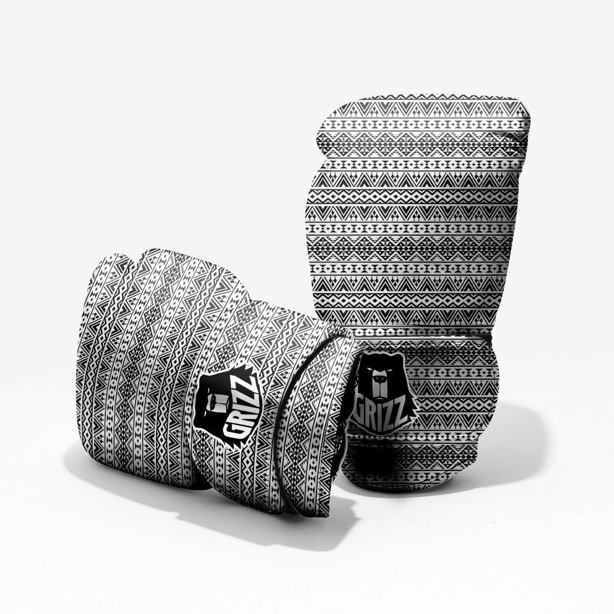 Aztec Texture White And Black Print Pattern Pro Boxing Glove