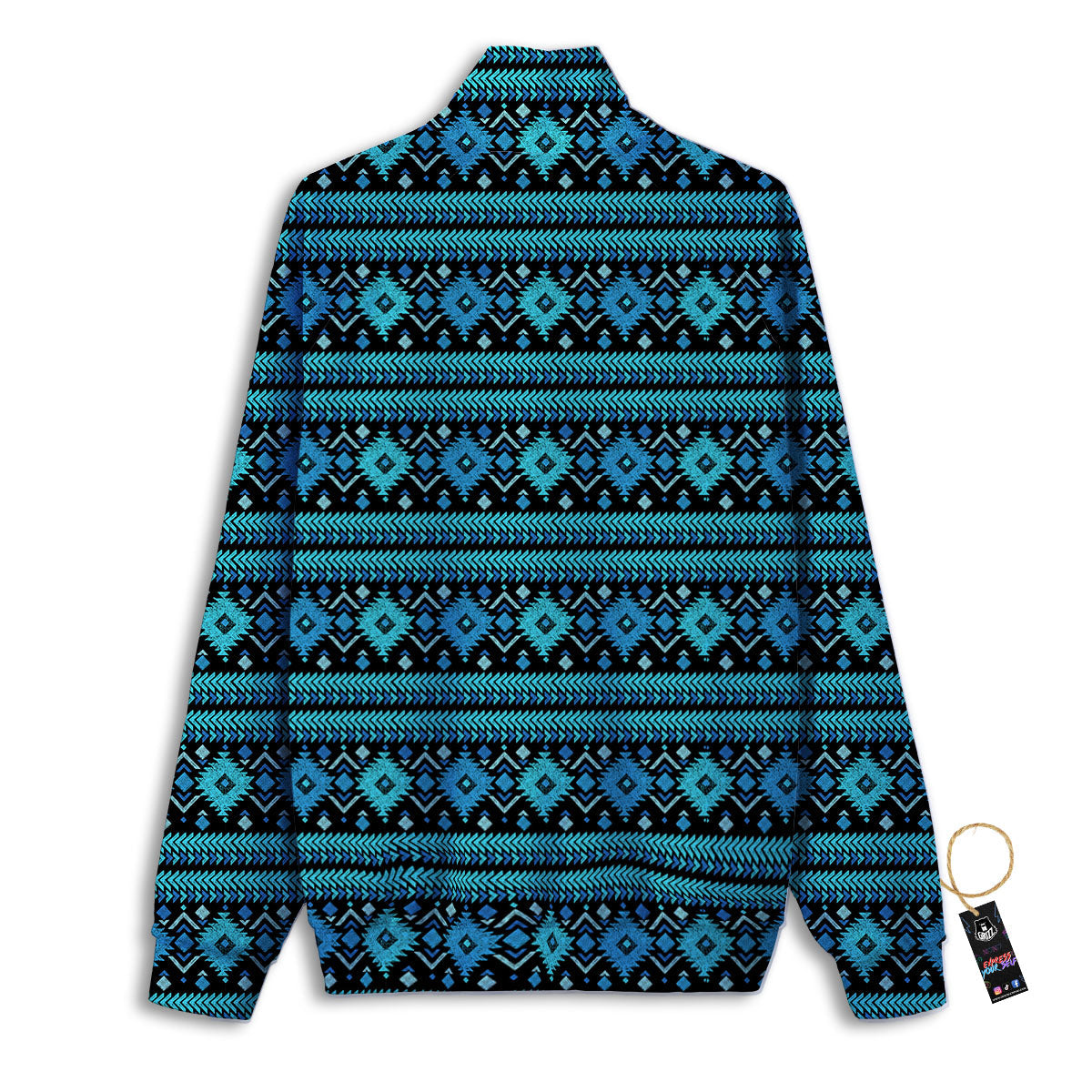 Aztec Tribal Blue Native Print Pattern Track Jacket-grizzshop