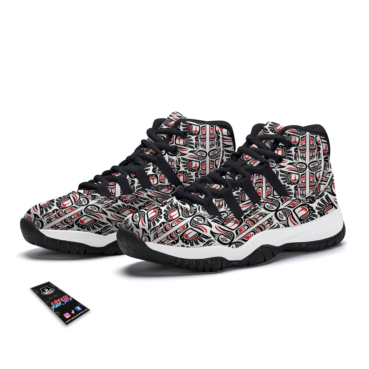 Aztec Tribal Native American Indians Navajo Black Bball Shoes-grizzshop