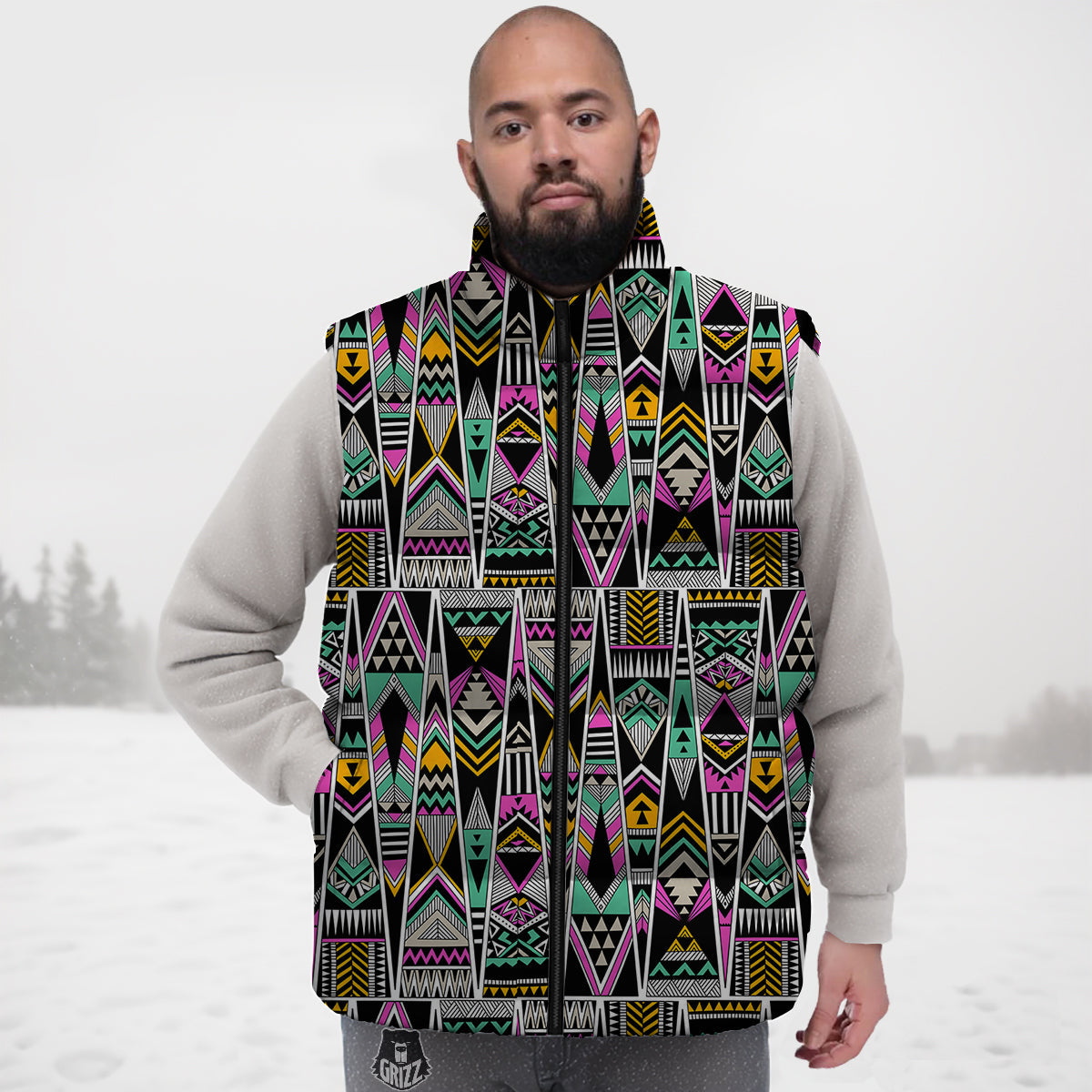 Aztec Tribal Vintage Print Pattern Down Vest
