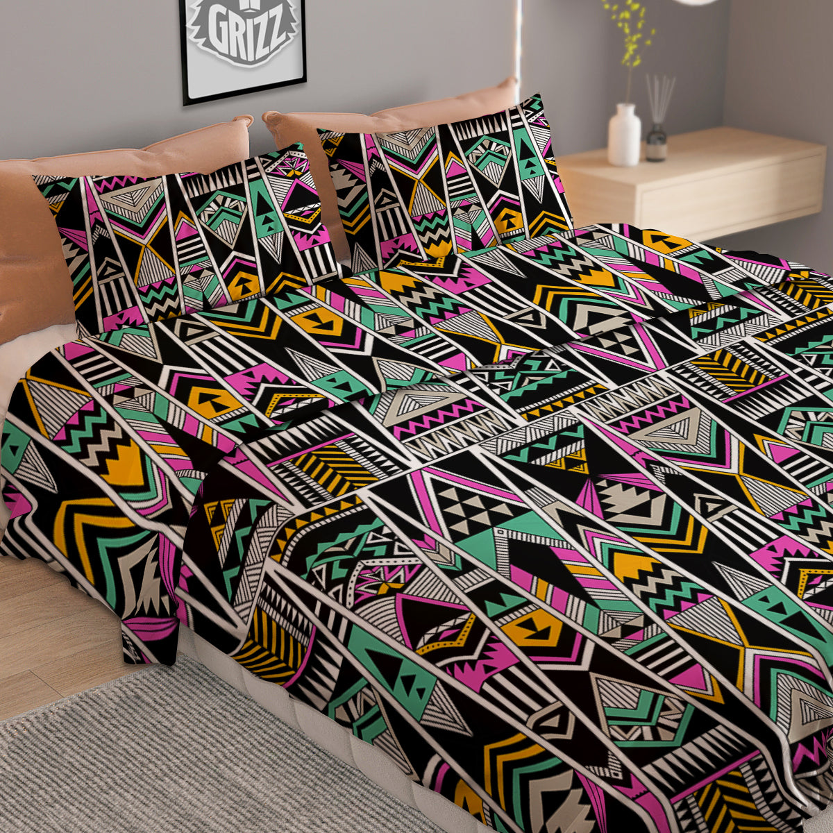 Aztec Tribal Vintage Print Pattern Duvet Cover Bedding Set