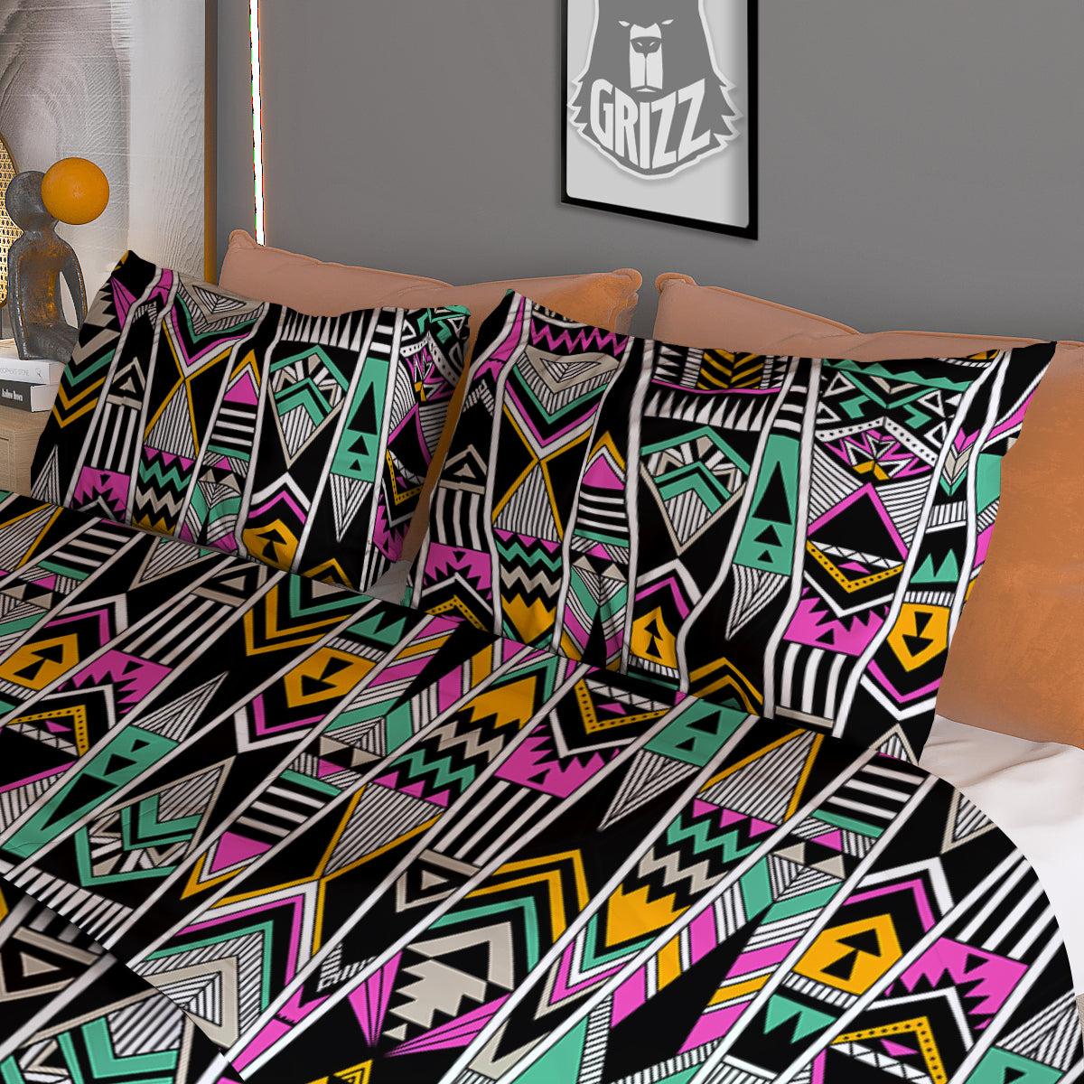 Aztec Tribal Vintage Print Pattern Duvet Cover Bedding Set