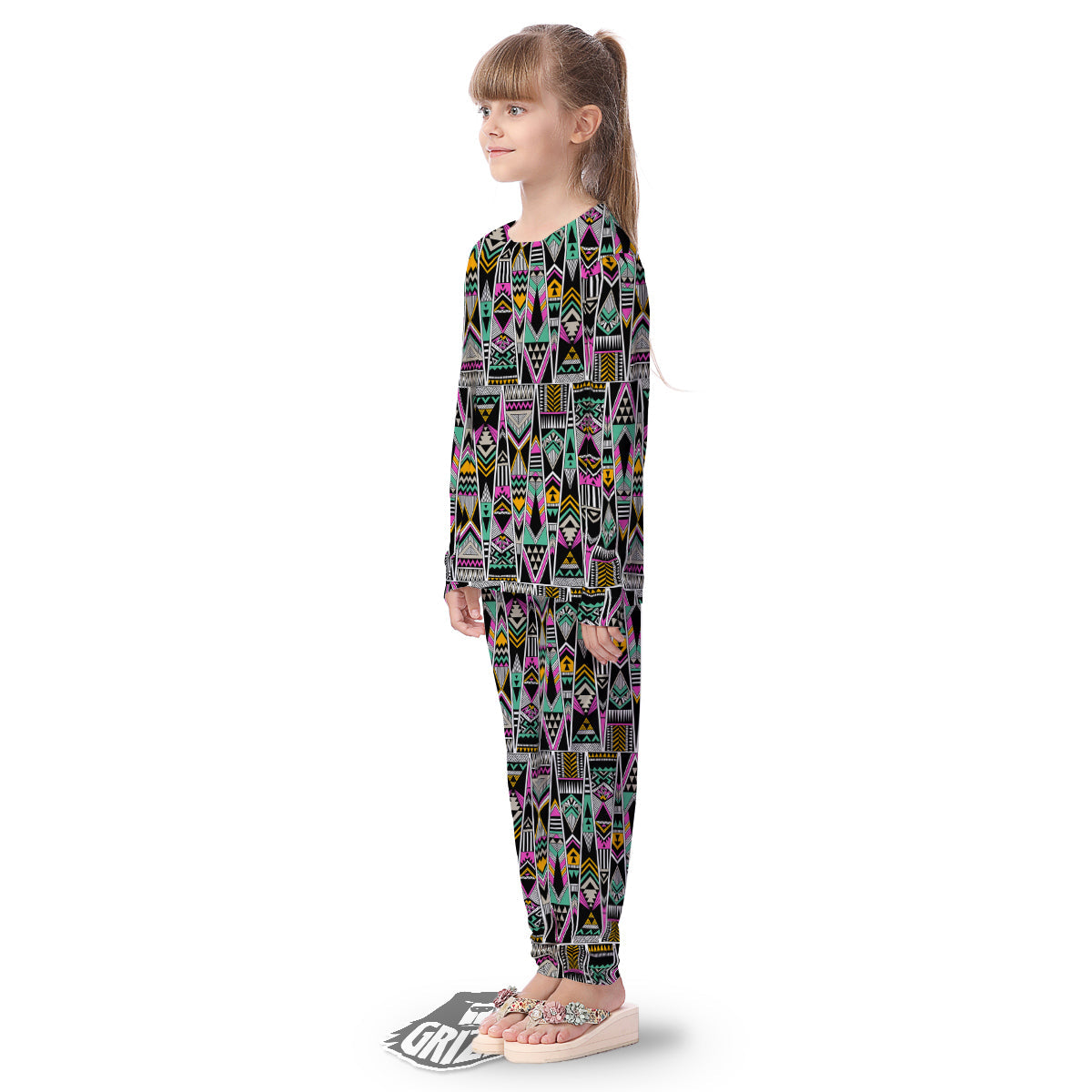 Aztec Tribal Vintage Print Pattern Kid's Pajamas-grizzshop