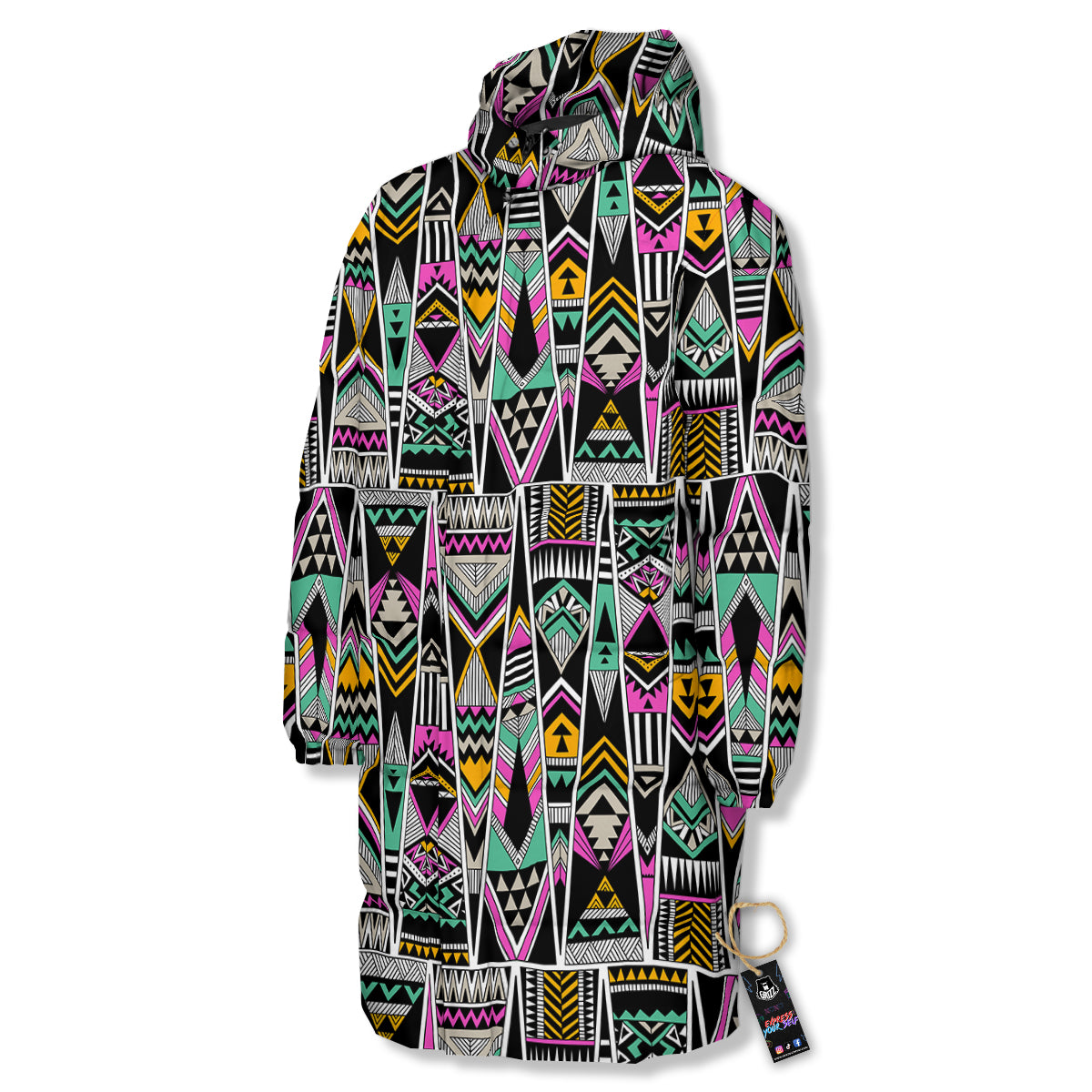 Aztec Tribal Vintage Print Pattern Long Down Jacket-grizzshop
