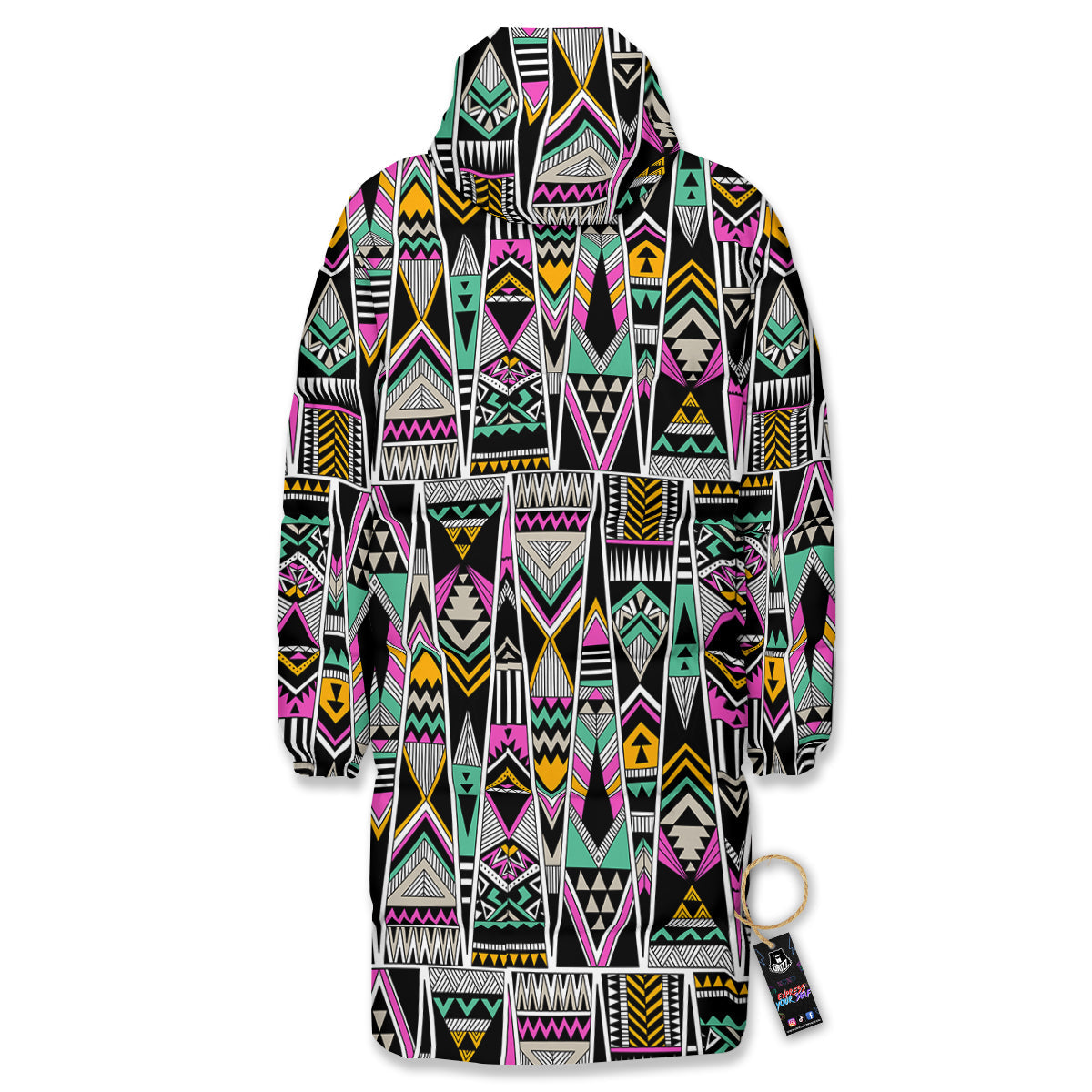 Aztec Tribal Vintage Print Pattern Long Down Jacket-grizzshop
