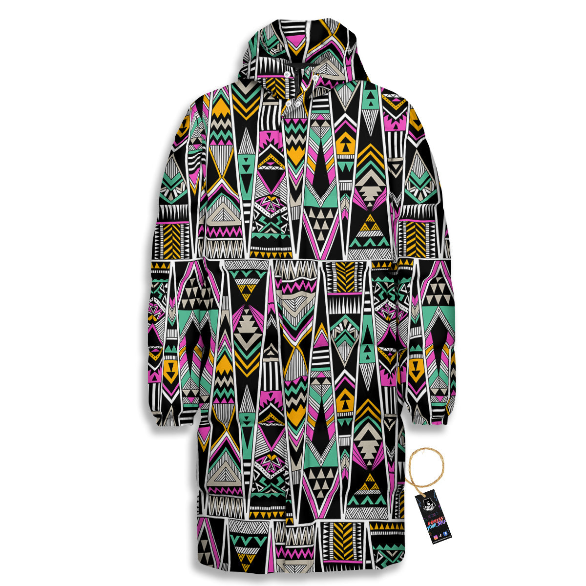 Aztec Tribal Vintage Print Pattern Long Down Jacket-grizzshop