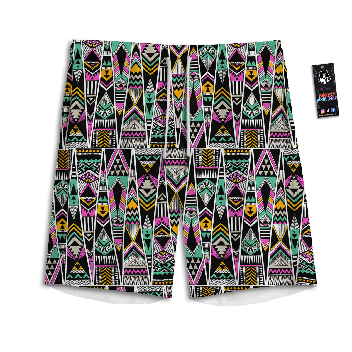 Aztec Tribal Vintage Print Pattern Men's Athletic Shorts