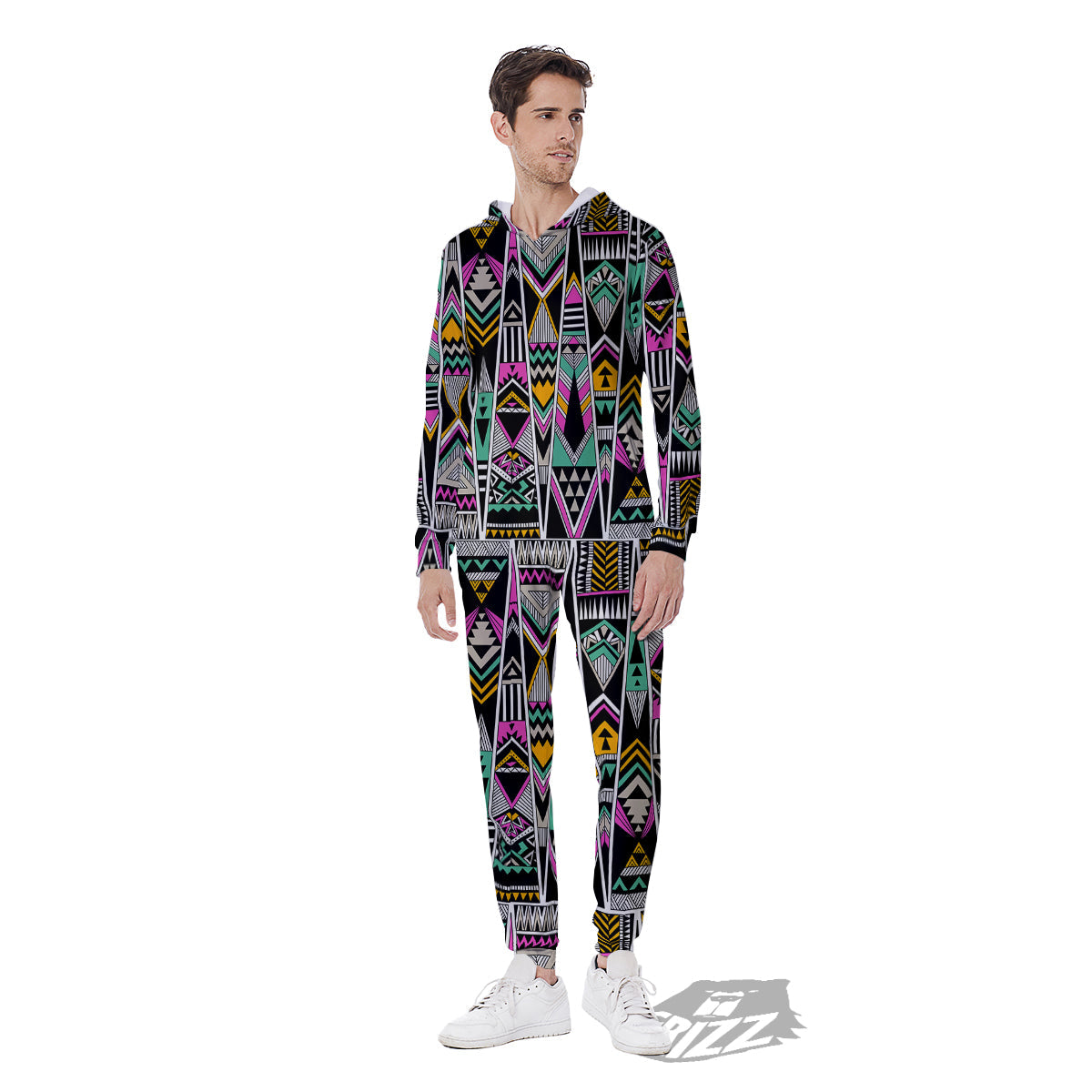 Aztec Tribal Vintage Print Pattern Men's Jumpsuit-grizzshop