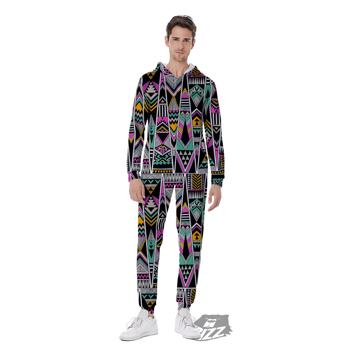 Aztec Tribal Vintage Print Pattern Men's Jumpsuit-grizzshop