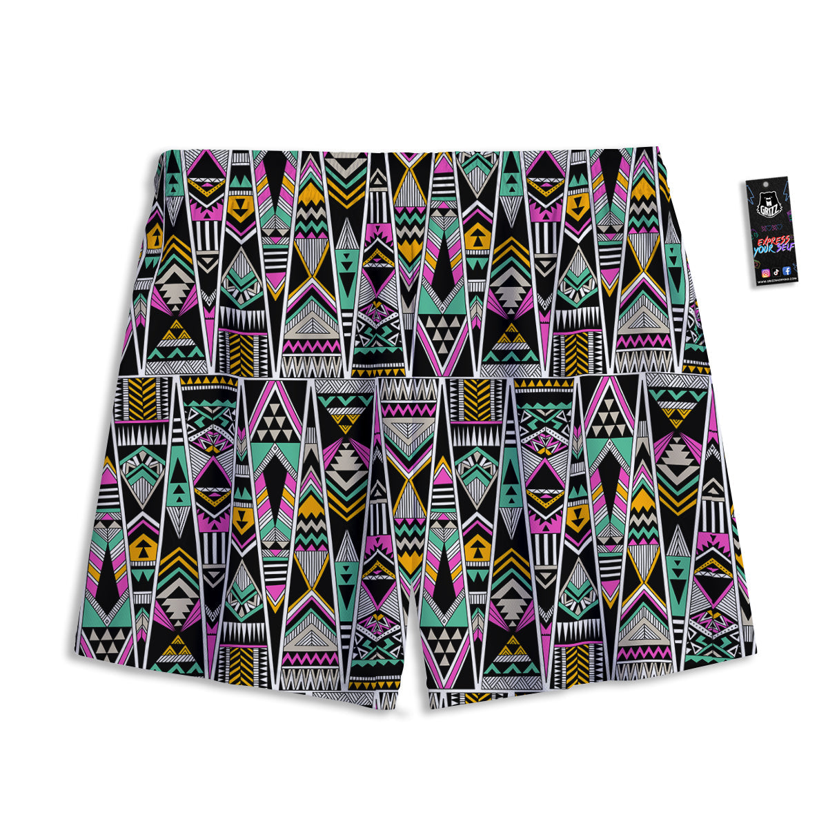 Aztec Tribal Vintage Print Pattern Mesh Shorts