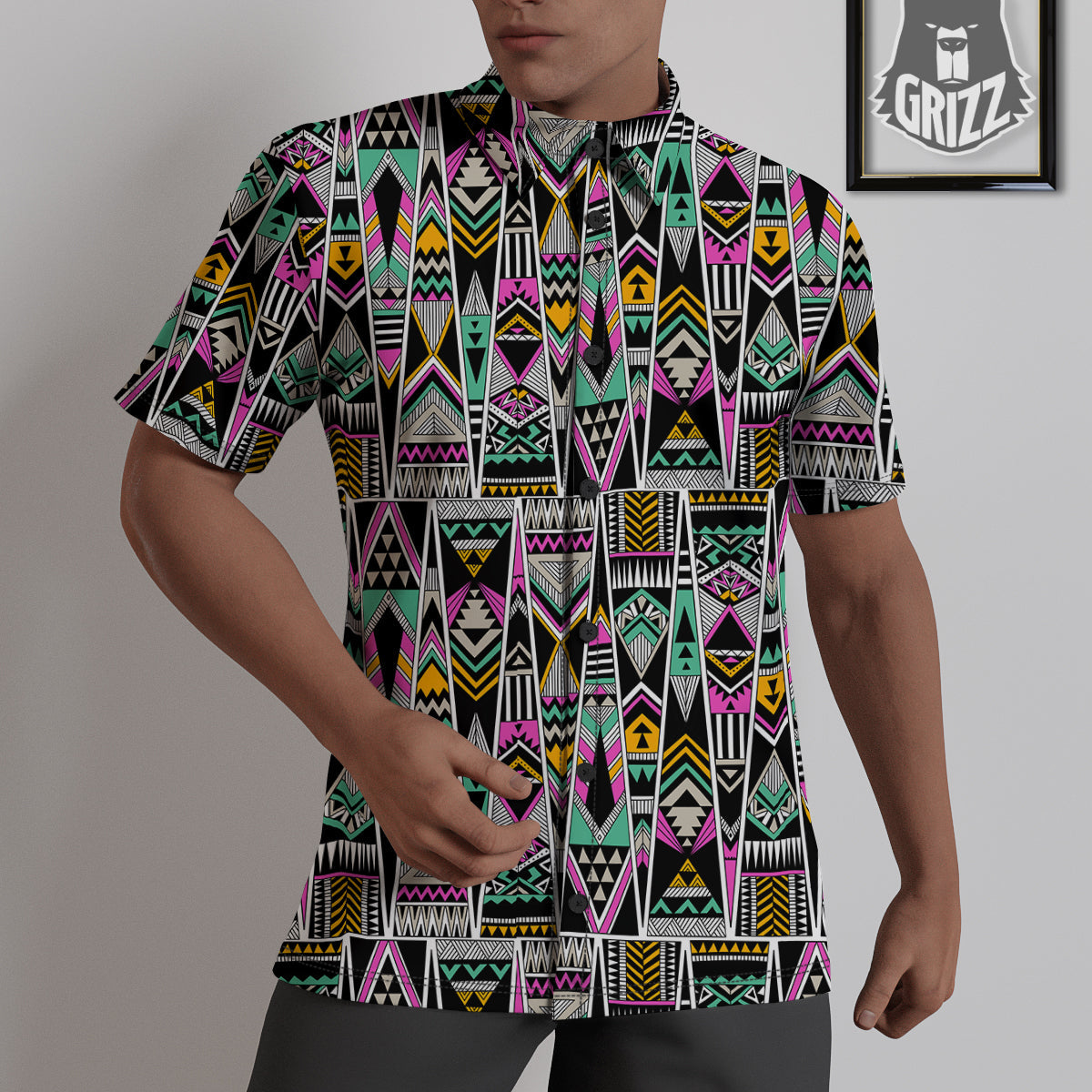 Aztec Tribal Vintage Print Pattern Untucked Shirts-grizzshop