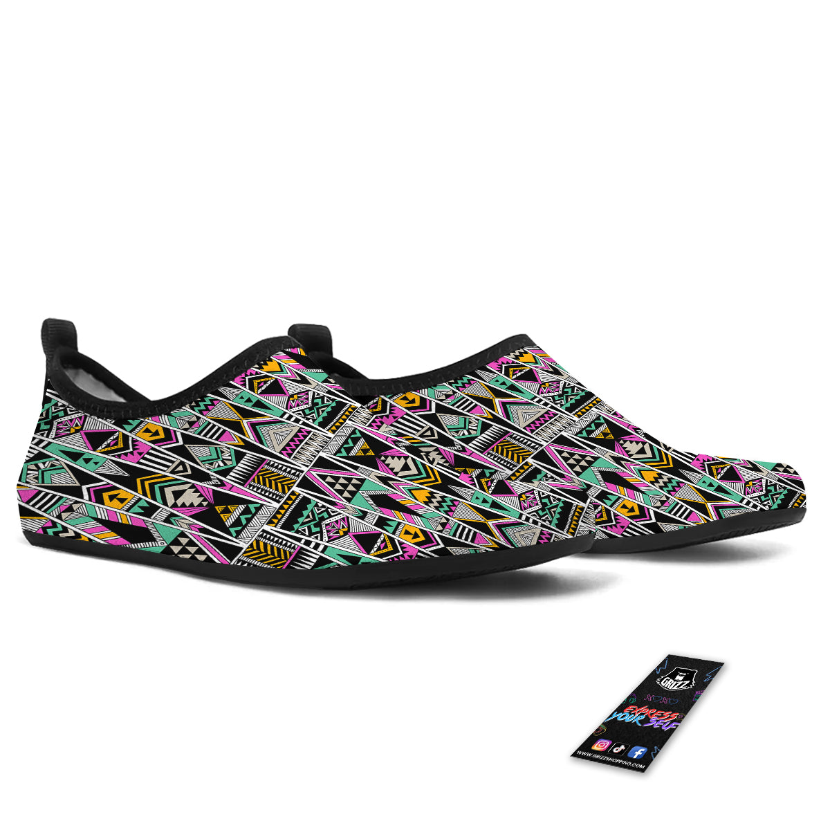 Aztec Tribal Vintage Print Pattern Water Shoes-grizzshop