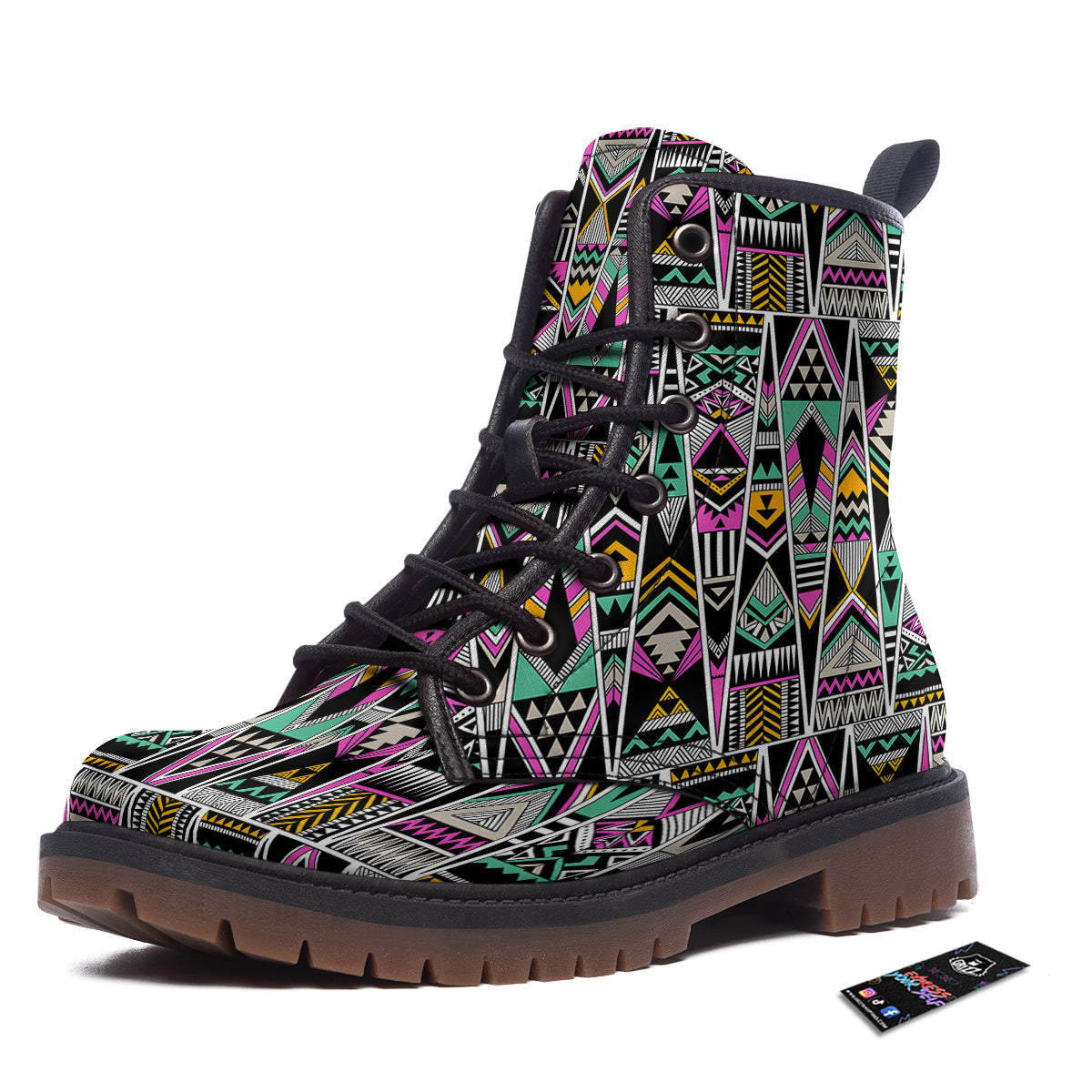 Aztec Tribal Vintage Print Pattern Work Boots-grizzshop