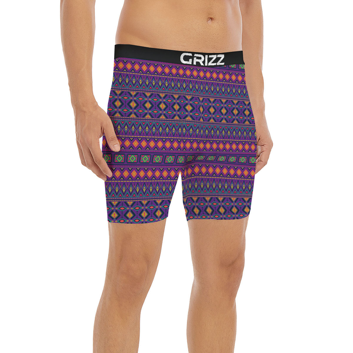 Aztec Trippy Neon Ethnic Print Boxer Briefs-grizzshop
