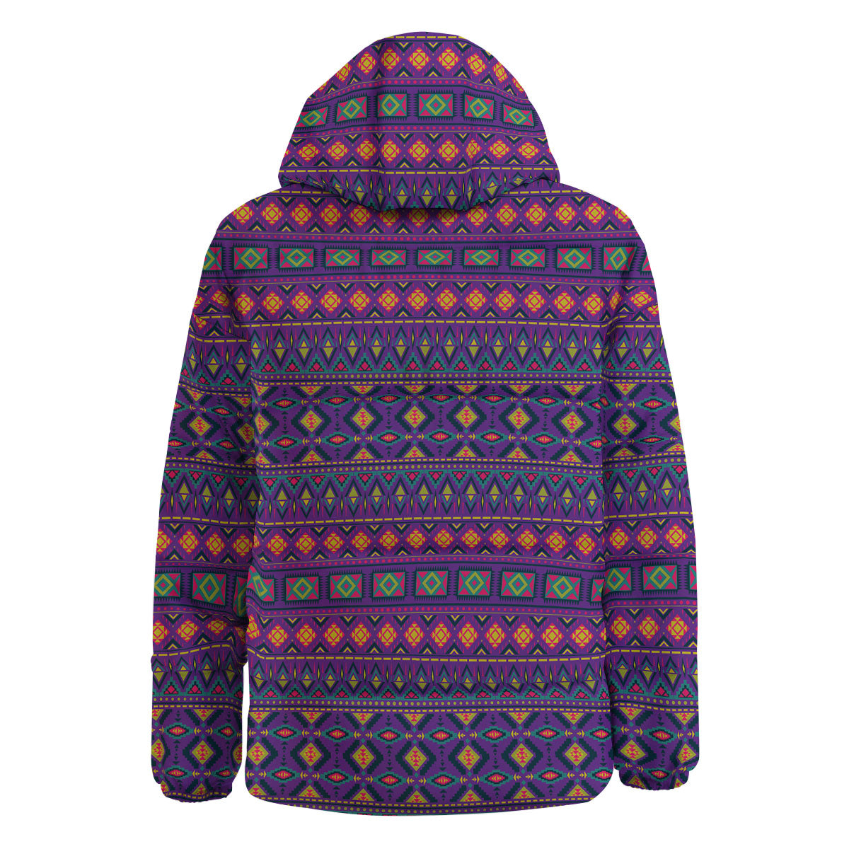 Aztec Trippy Neon Ethnic Print Down Jacket-grizzshop
