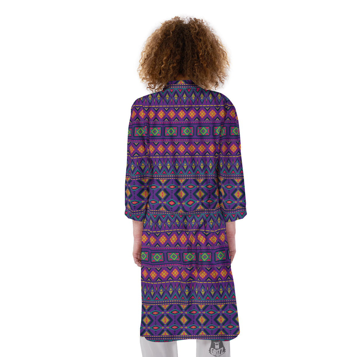 Aztec Trippy Neon Ethnic Print Kimono-grizzshop