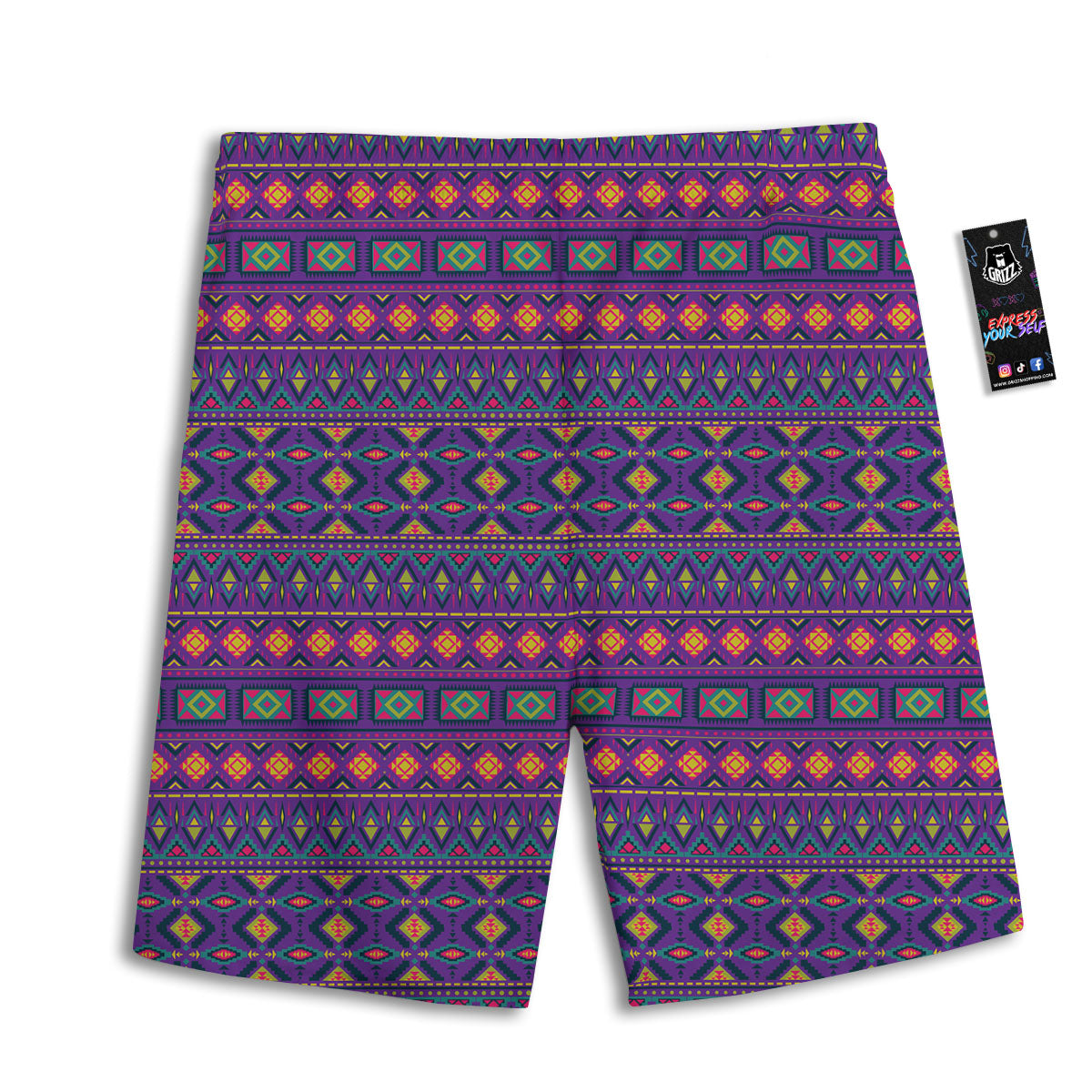 Aztec Trippy Neon Ethnic Print Men's Athletic Shorts