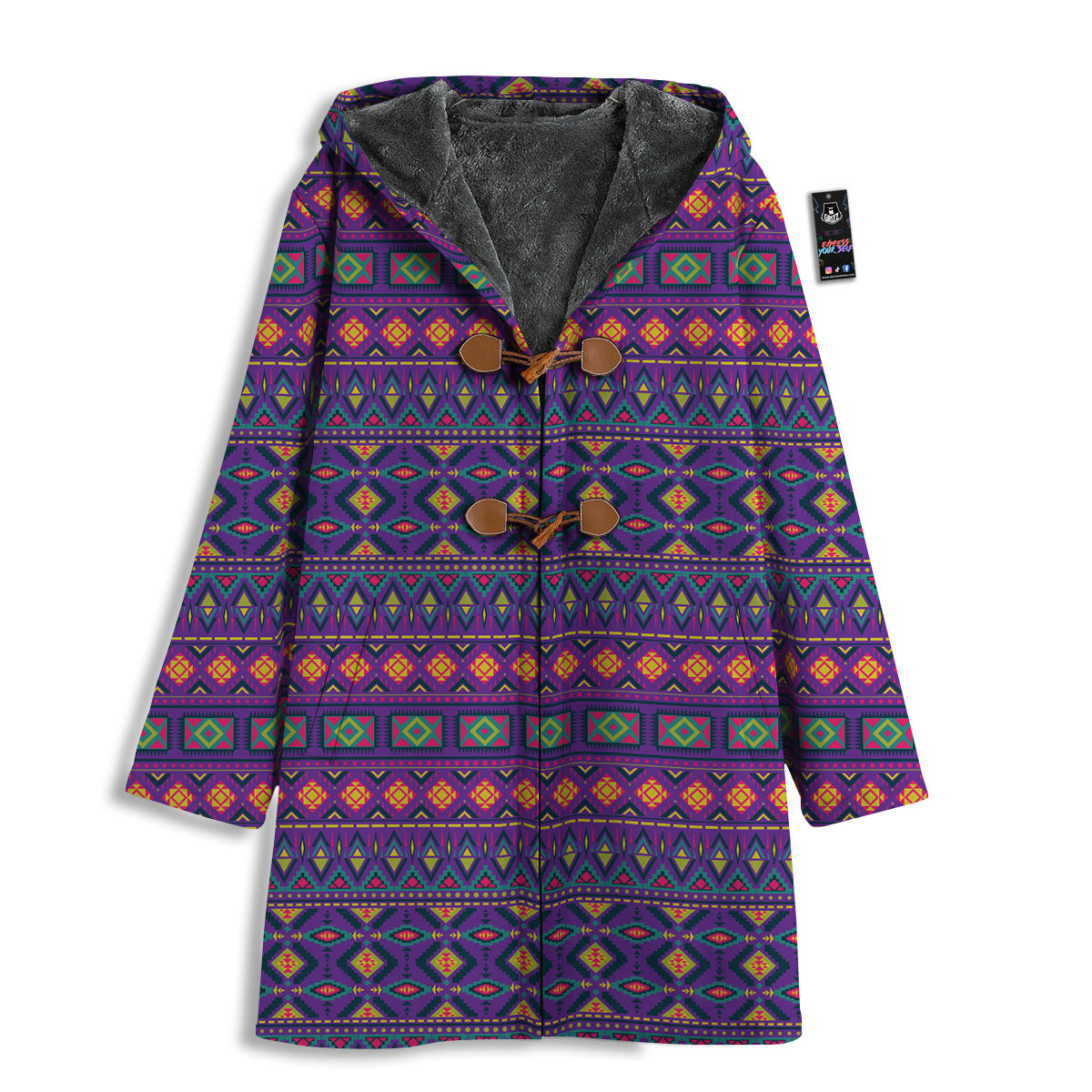 Aztec Trippy Neon Ethnic Print Men's Windbreaker Jacket-grizzshop